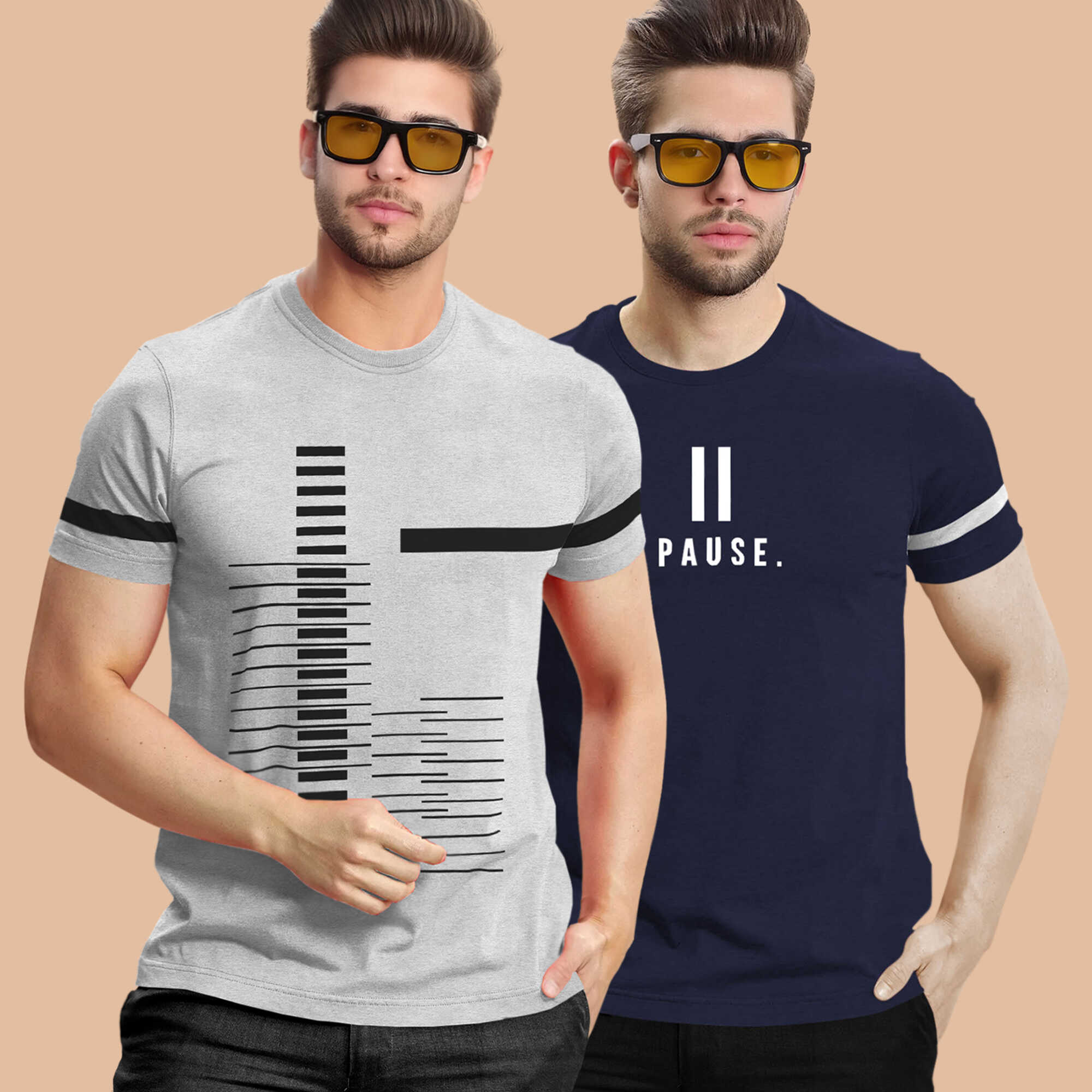(Pack Of 2) Half Sleeve Printed Tshirts - 18 Variants