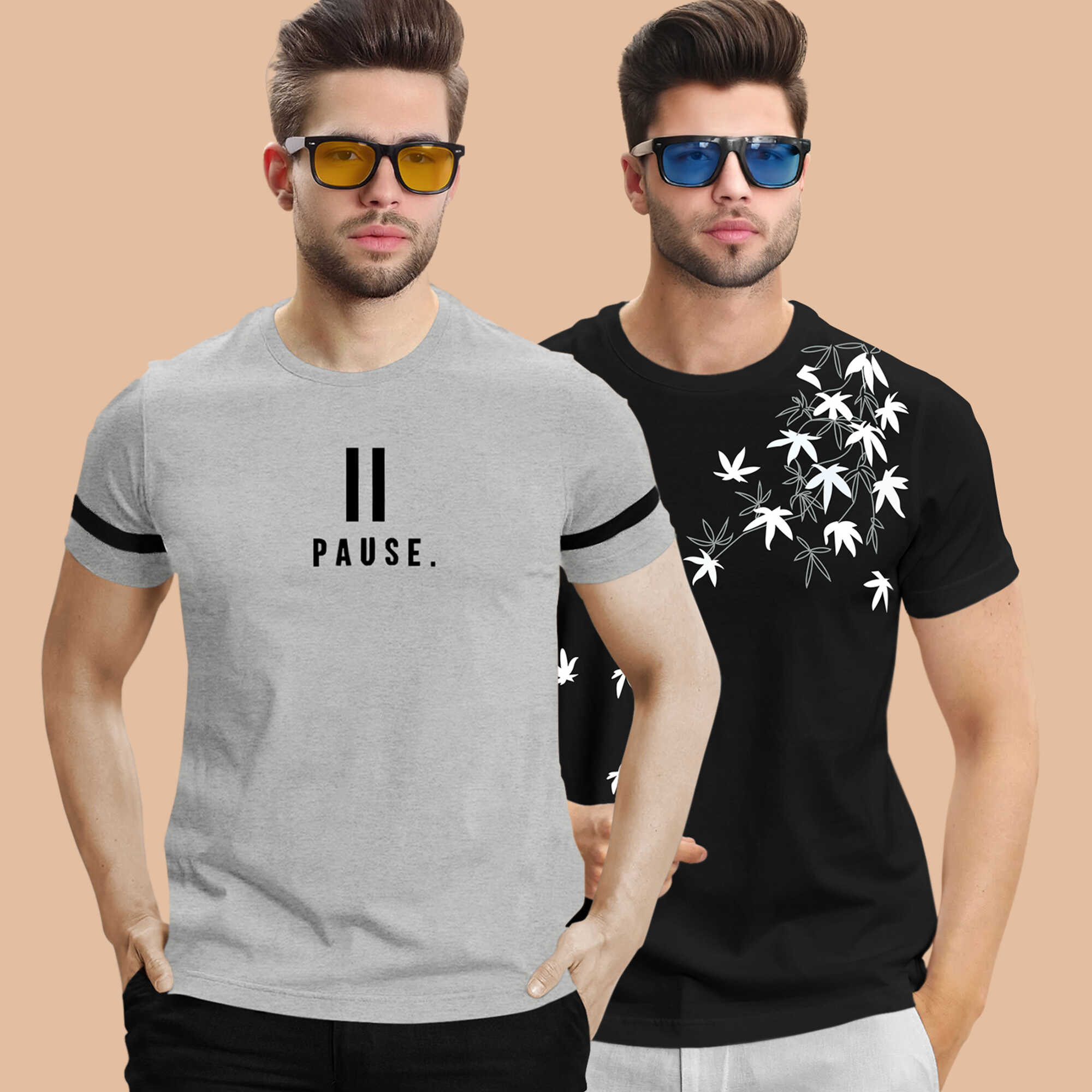 (Pack Of 2) Half Sleeve Printed Tshirts- 20 Variants