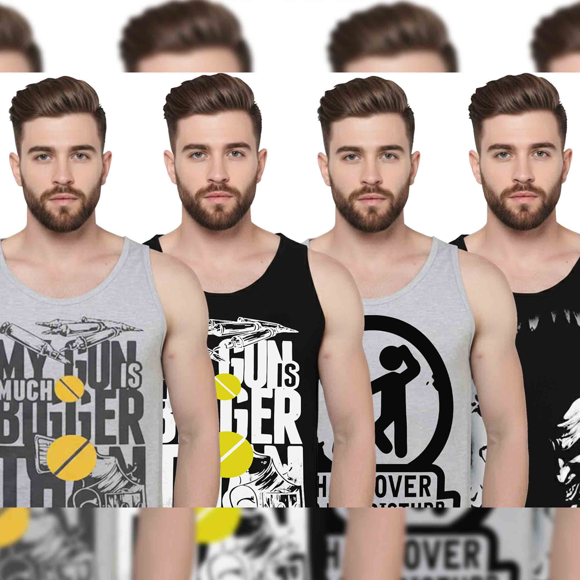 Men Printed Vest (Pack of 4) / Multicolor