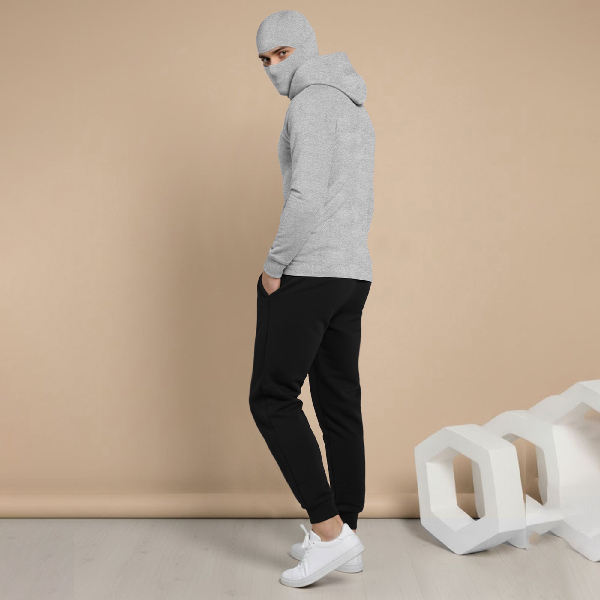 Mens Full Mask Hooded Tracksuit Set with Joggers