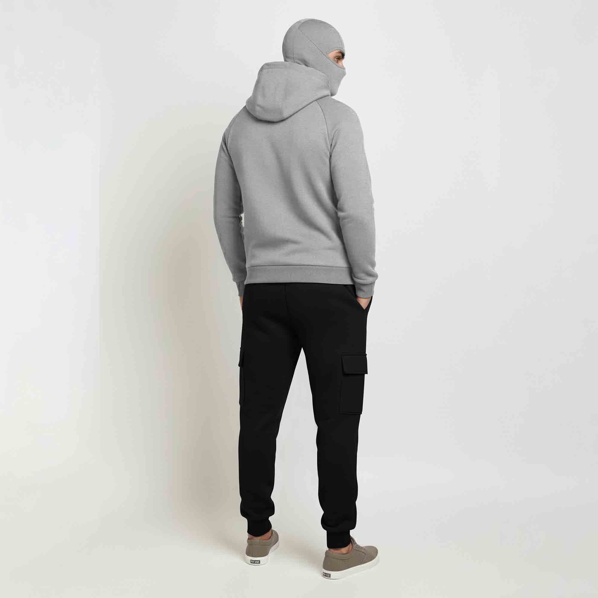 Tracksuit For Winter Mask Grey Jacket - Plain Black Cargo Pant