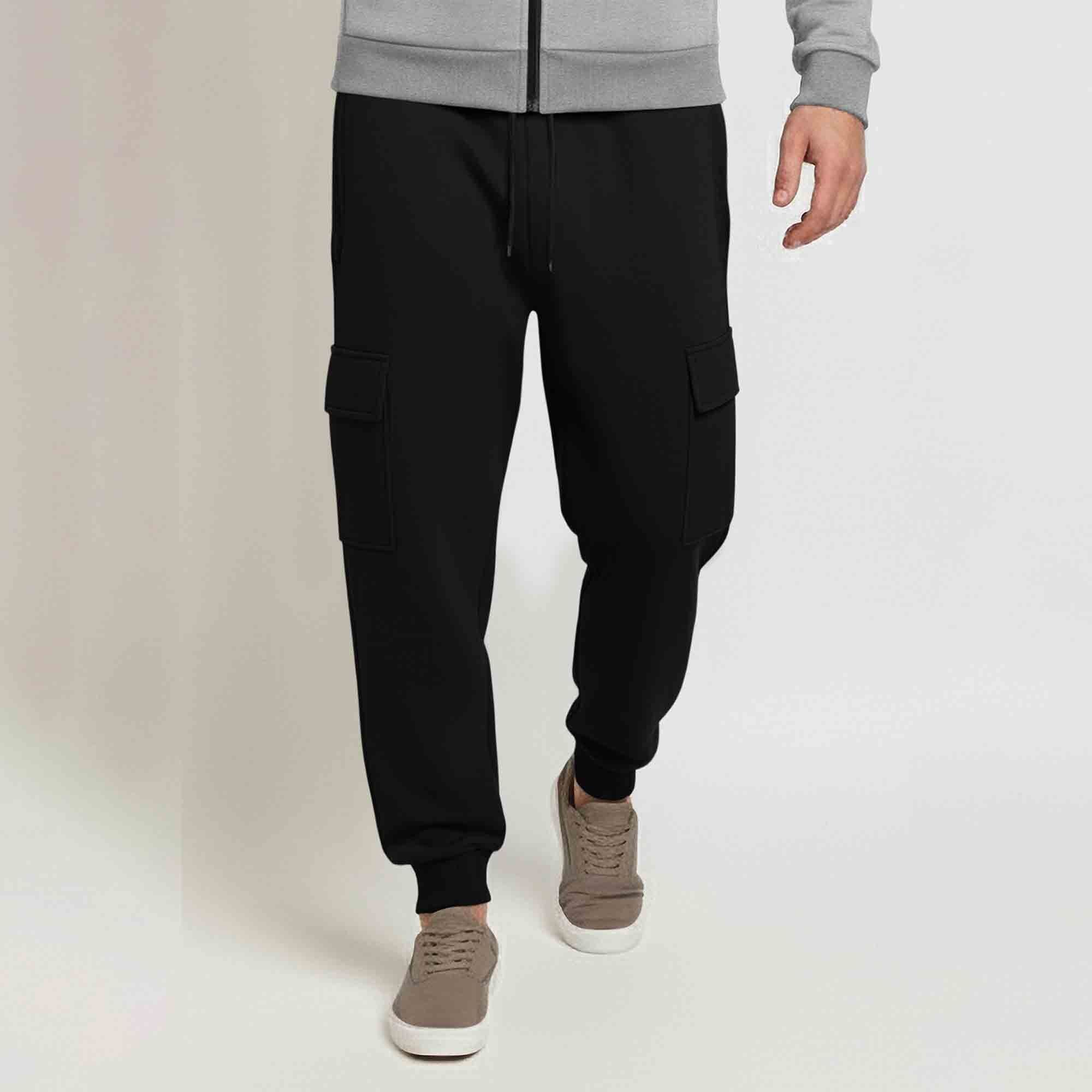 Tracksuit For Winter Mask Grey Jacket - Plain Black Cargo Pant