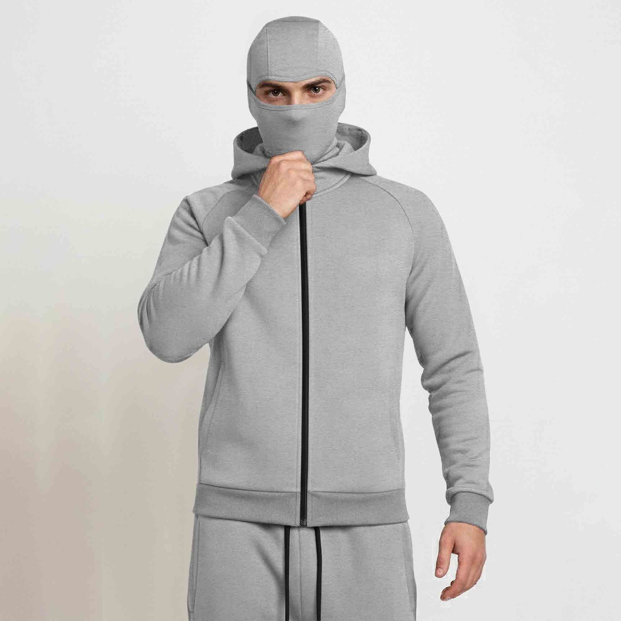 Tracksuit For Winter Mask Grey Jacket - Plain Grey Baggy Cargo