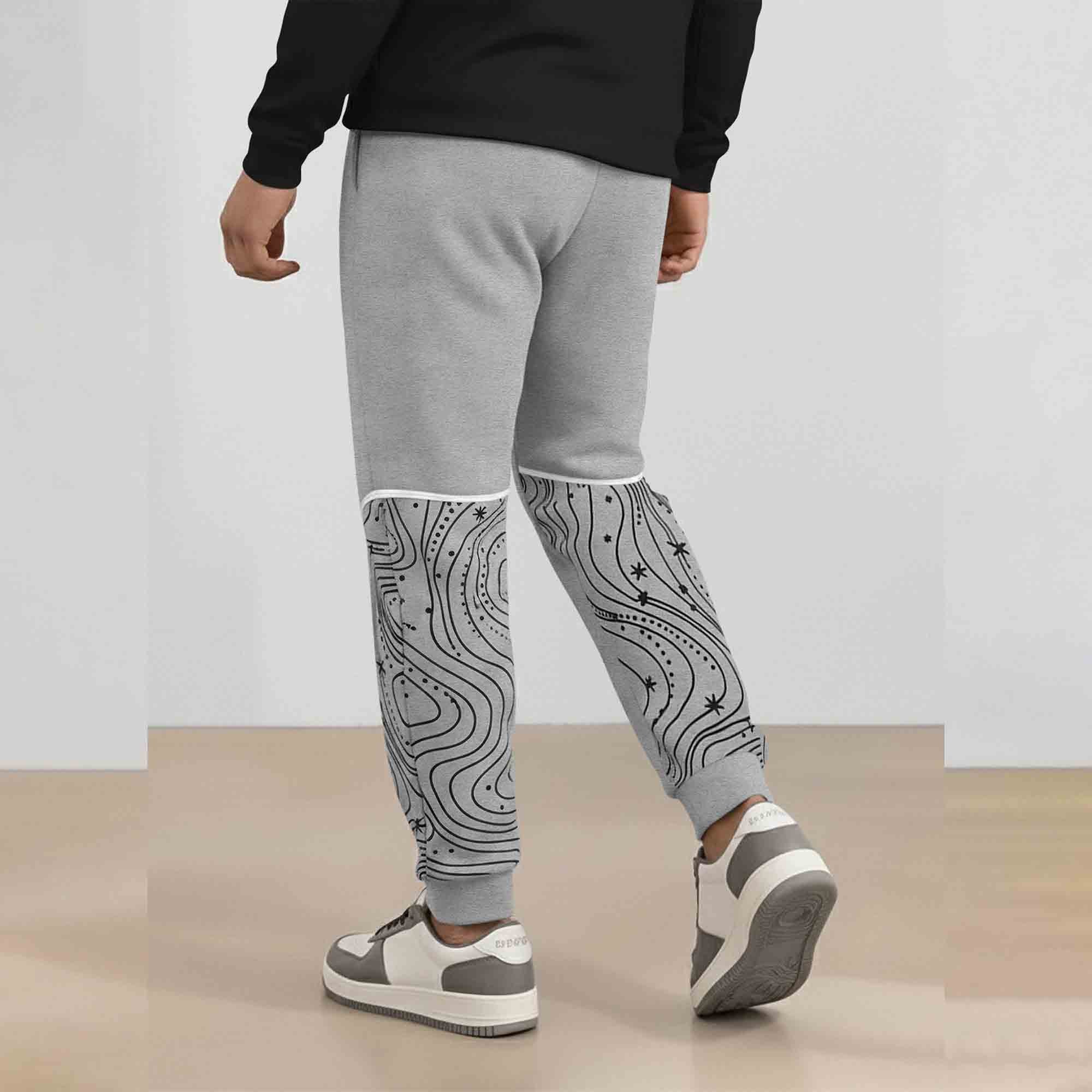 Mens Designeing Jogger with Side Print Panel TrackPant Grey
