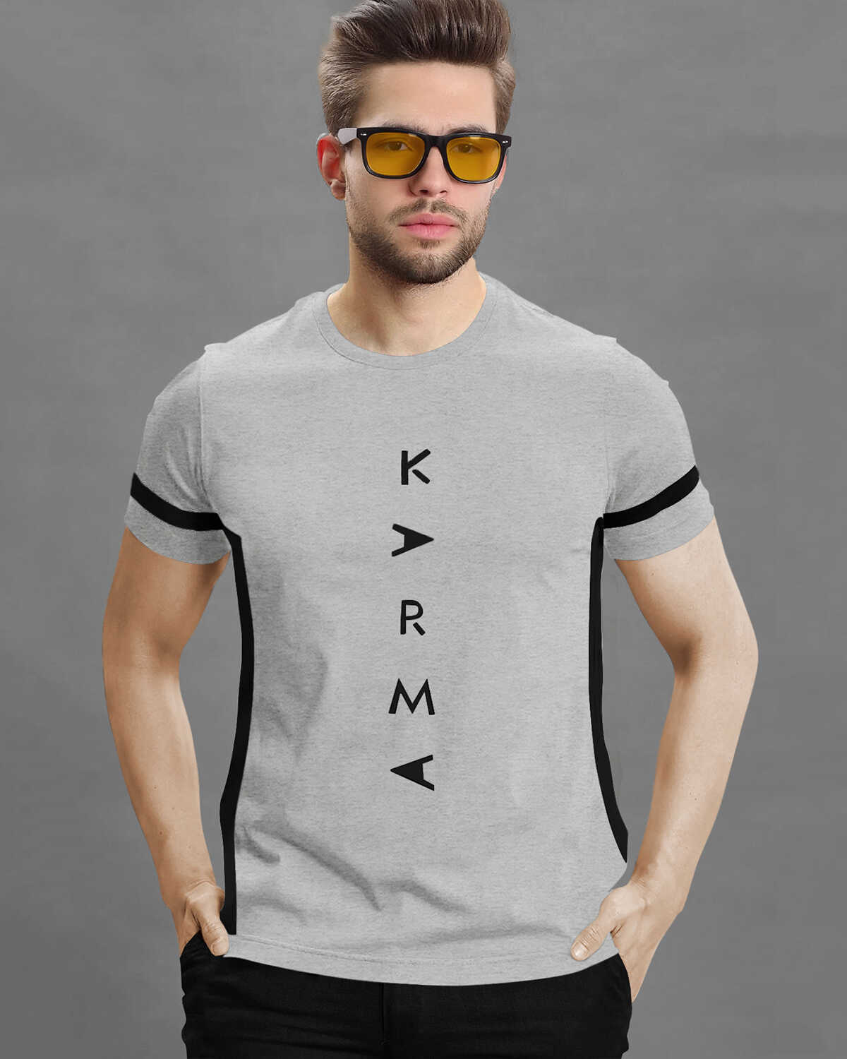 TRIPR 4 Pack Men's Round Neck Half Sleeve T-Shirts - Cotton Blend Moisture Wicking Tees