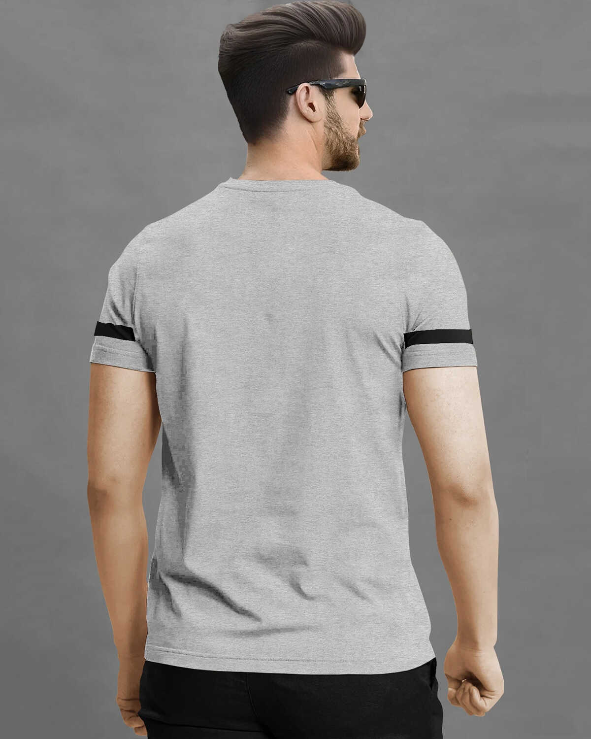 Men Printed Half Sleeve Round Neck Cotton Blend Grey T-Shirt