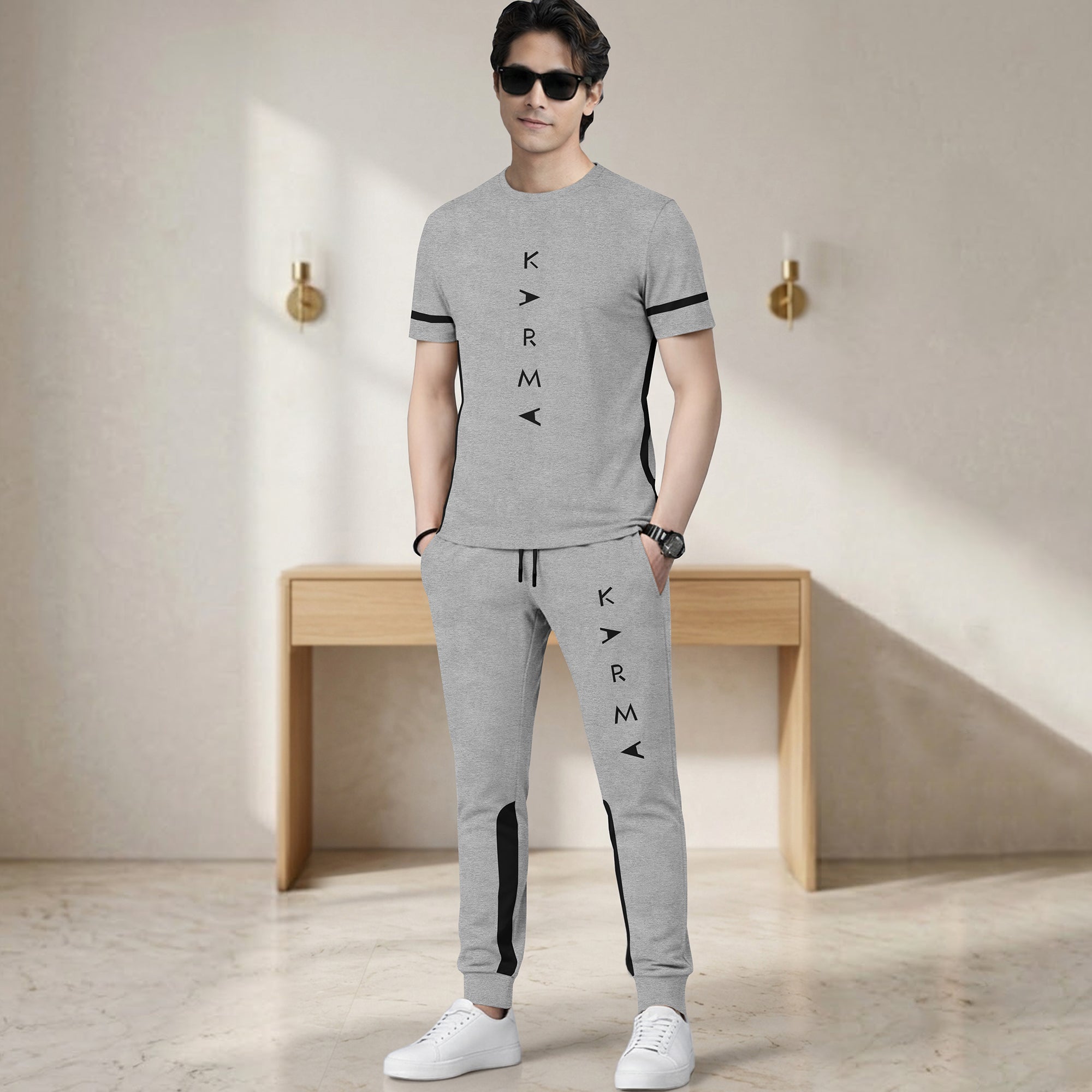 Out Fit Sets For Men Printed Tshirt & Printed Trackpants 22 Variants