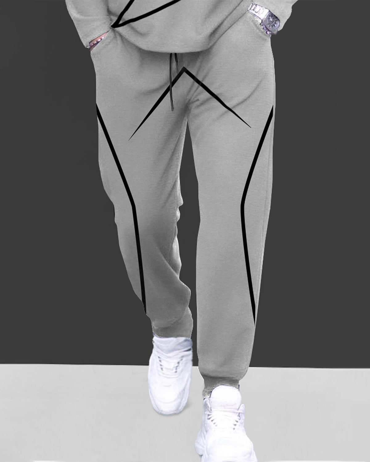 Round Neck Full Sleeve Grey T-shirt with Grey Trackpant Mens Tracksuit