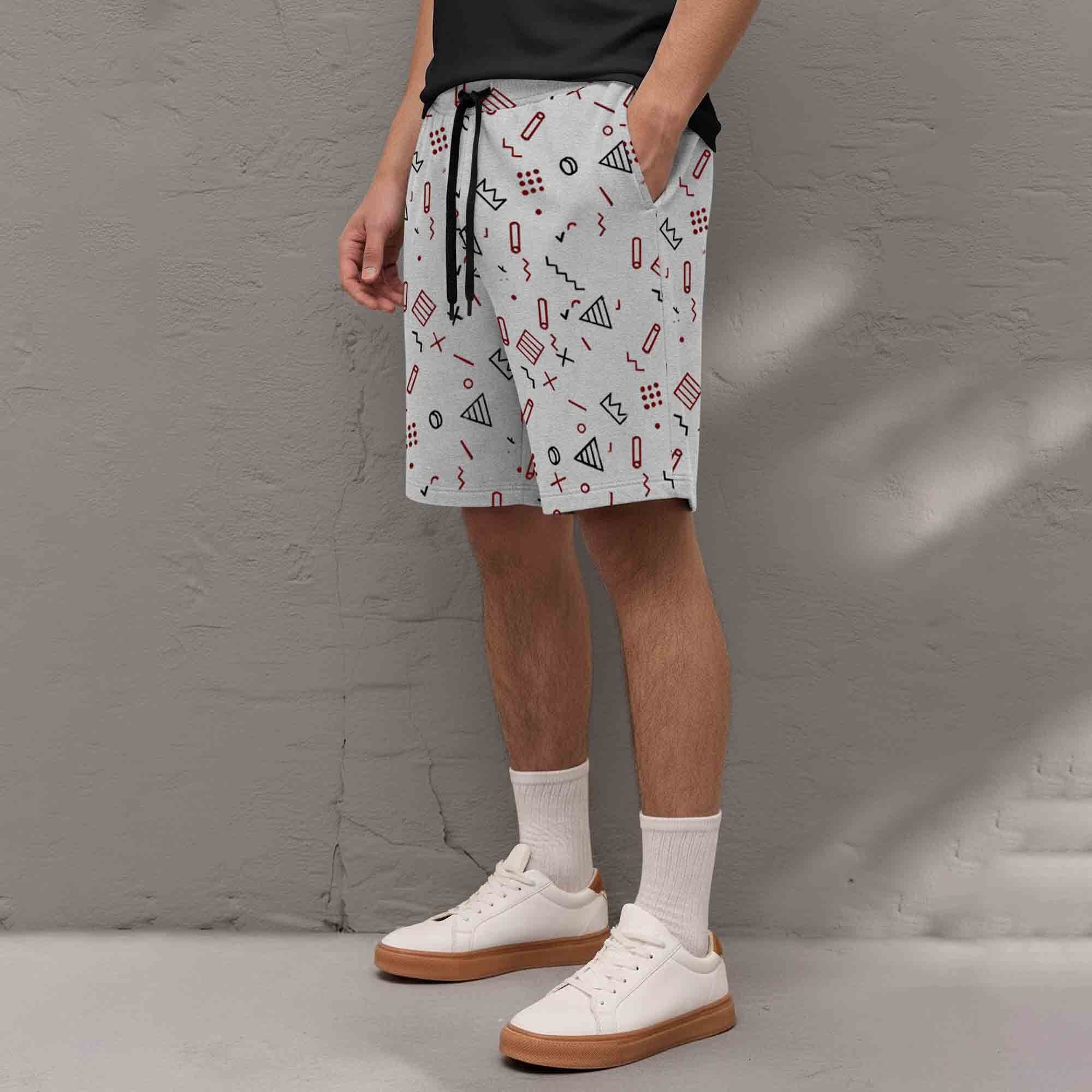 Men Grey Design Printed Shorts