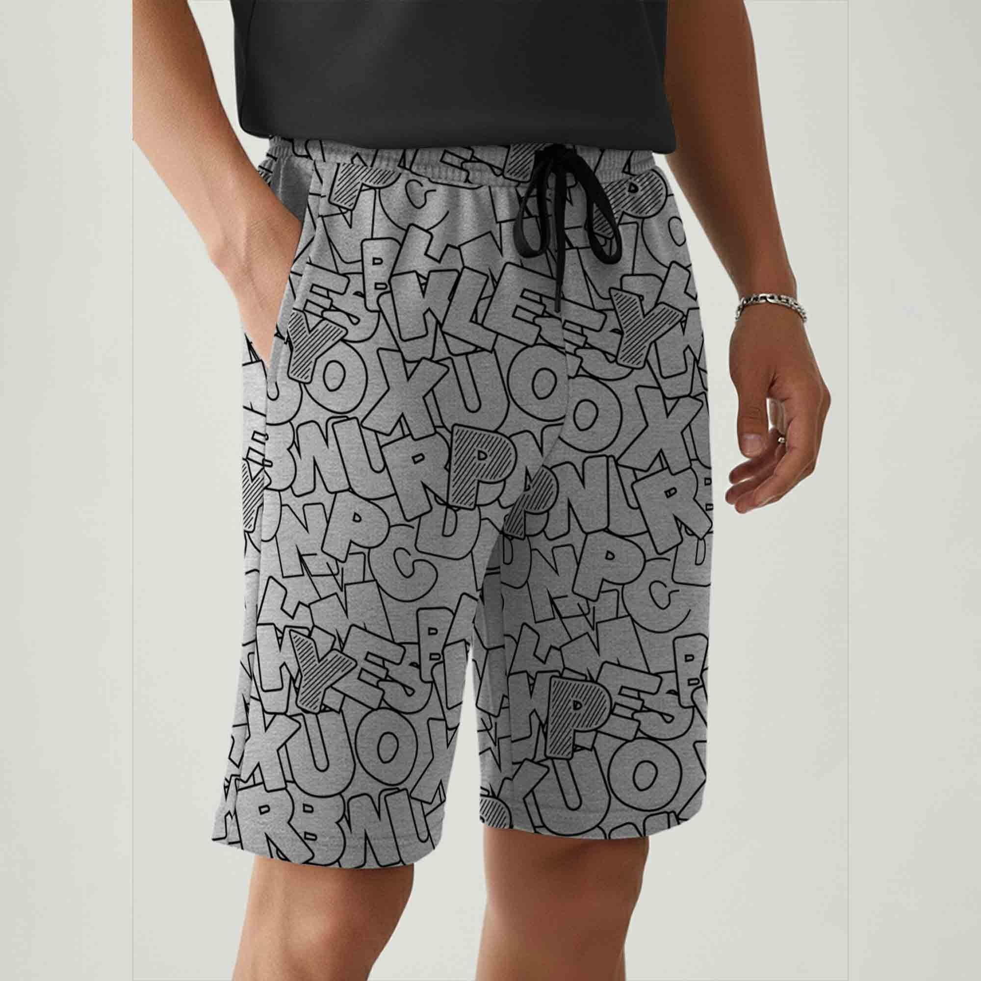 Men All Over Printed Short Grey