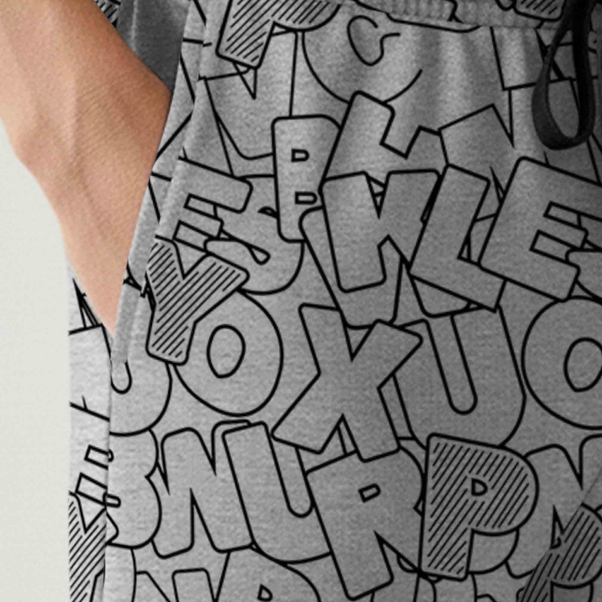 Men All Over Printed Short Grey