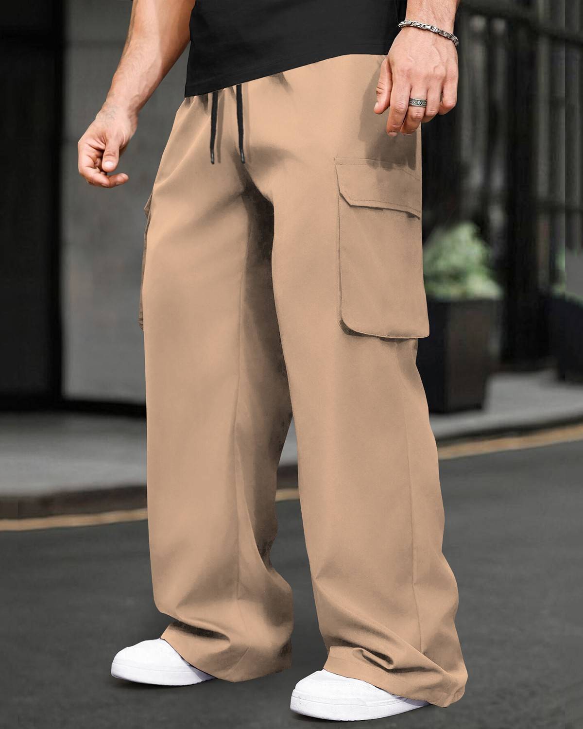 Mens Multi Pockets Baggy fit Solid Cargo Jogger 5 Colors