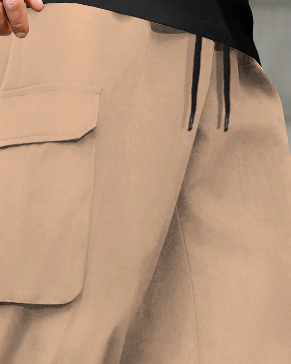 Mens Multi Pockets Plain Baggy fit oversized Beige Cargo Jogger