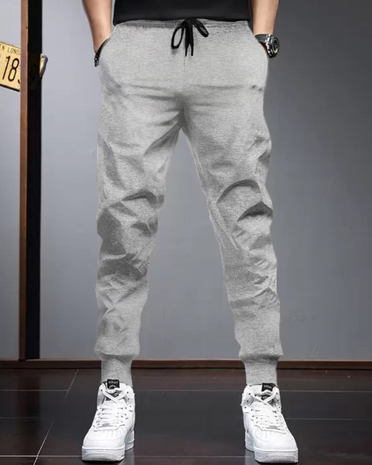 (Pack Of 2) Mens Plain Black & Grey Tarackpants