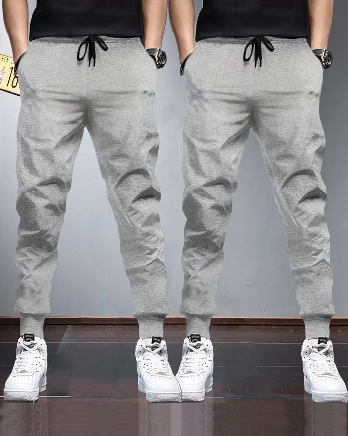 (Pack Of 2) Mens Plain Grey Tarackpants