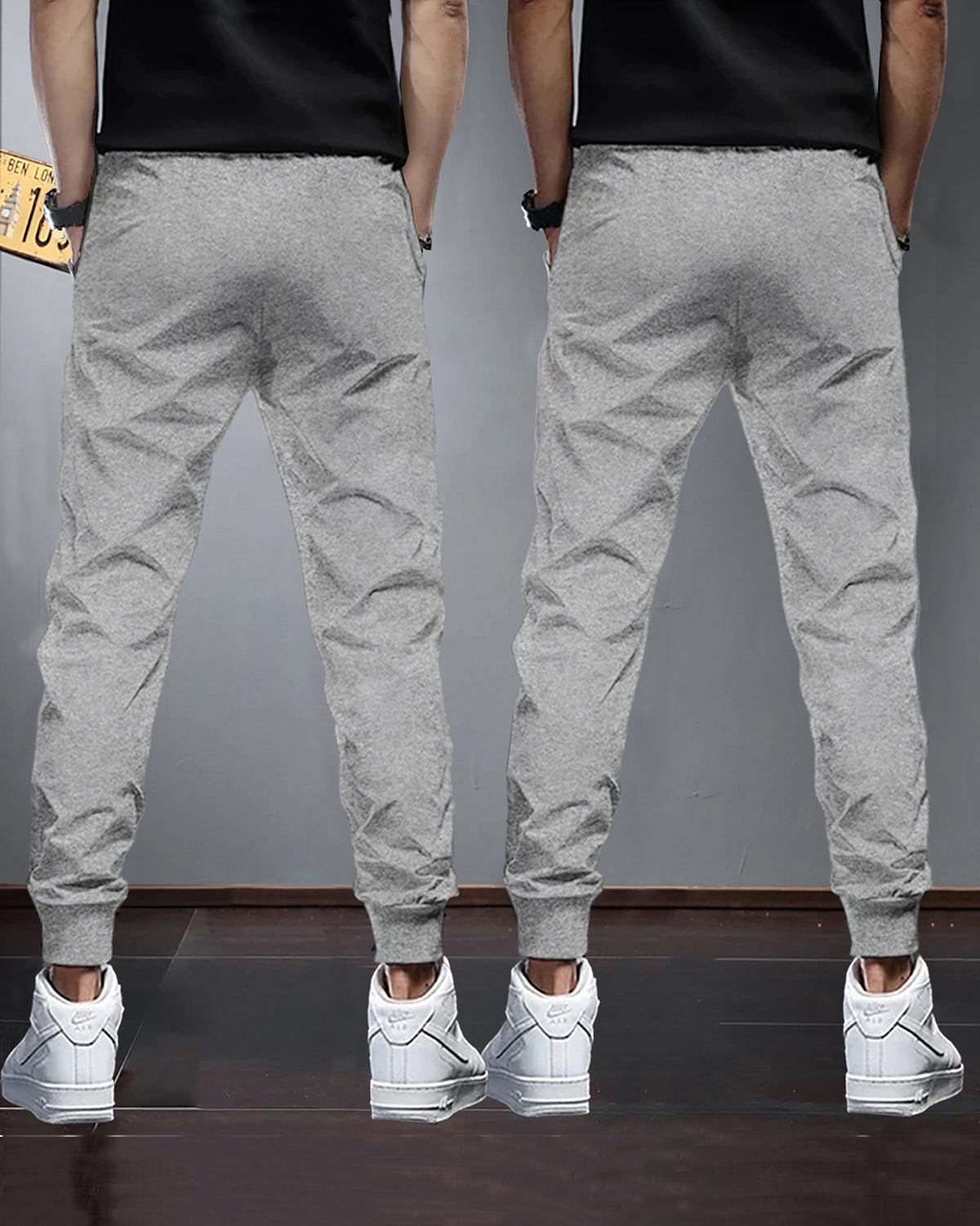 (Pack Of 2) Mens Plain Grey Tarackpants