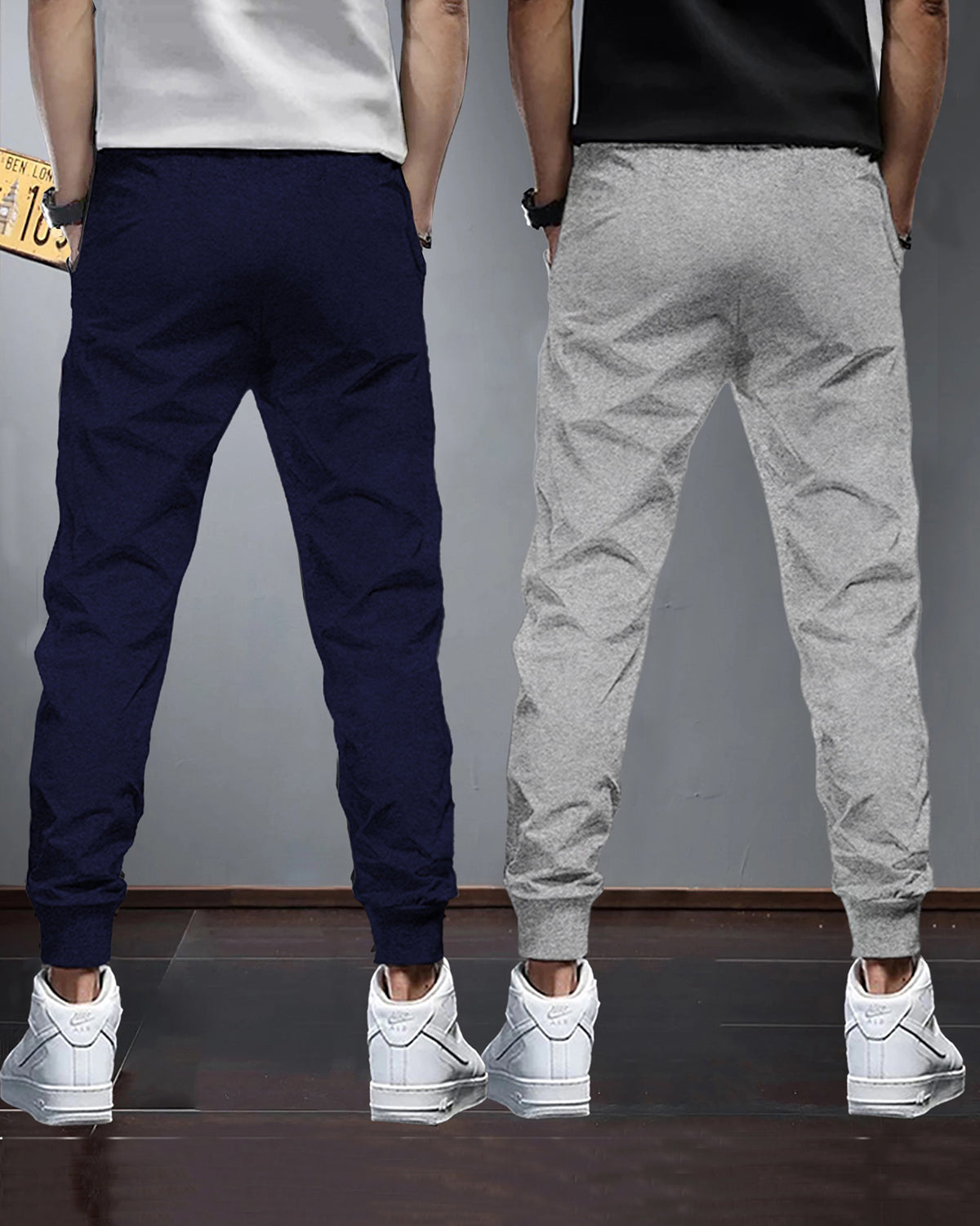 (Pack Of 2) Mens Plain Grey & Navy Tarackpants