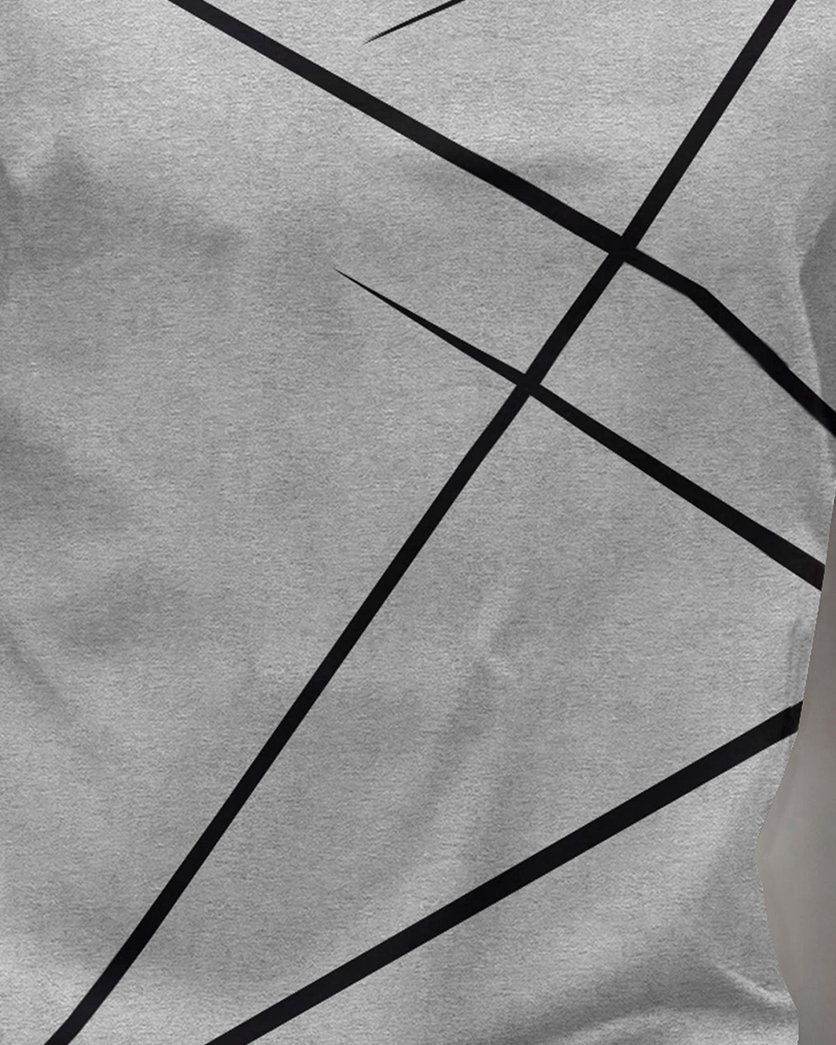 Round Neck Full Sleeve Zig Zag Printed Grey T-shirt