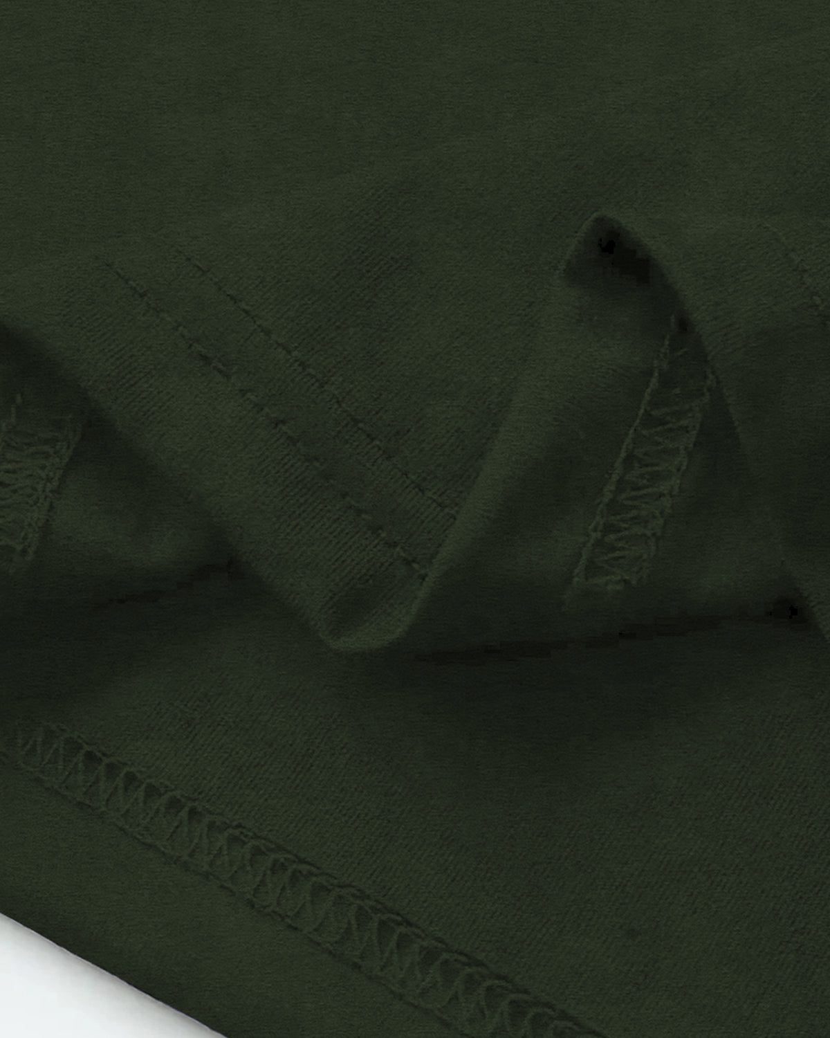 Men High Neck Plain Half Sleeve Olive Green T-shirt