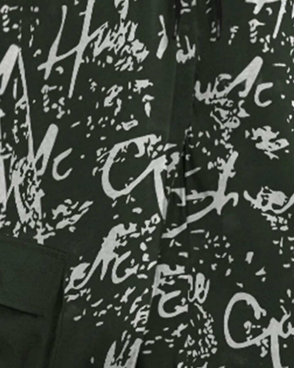 Men All Over Printed Multi Pockets Olive Cargo Jogger