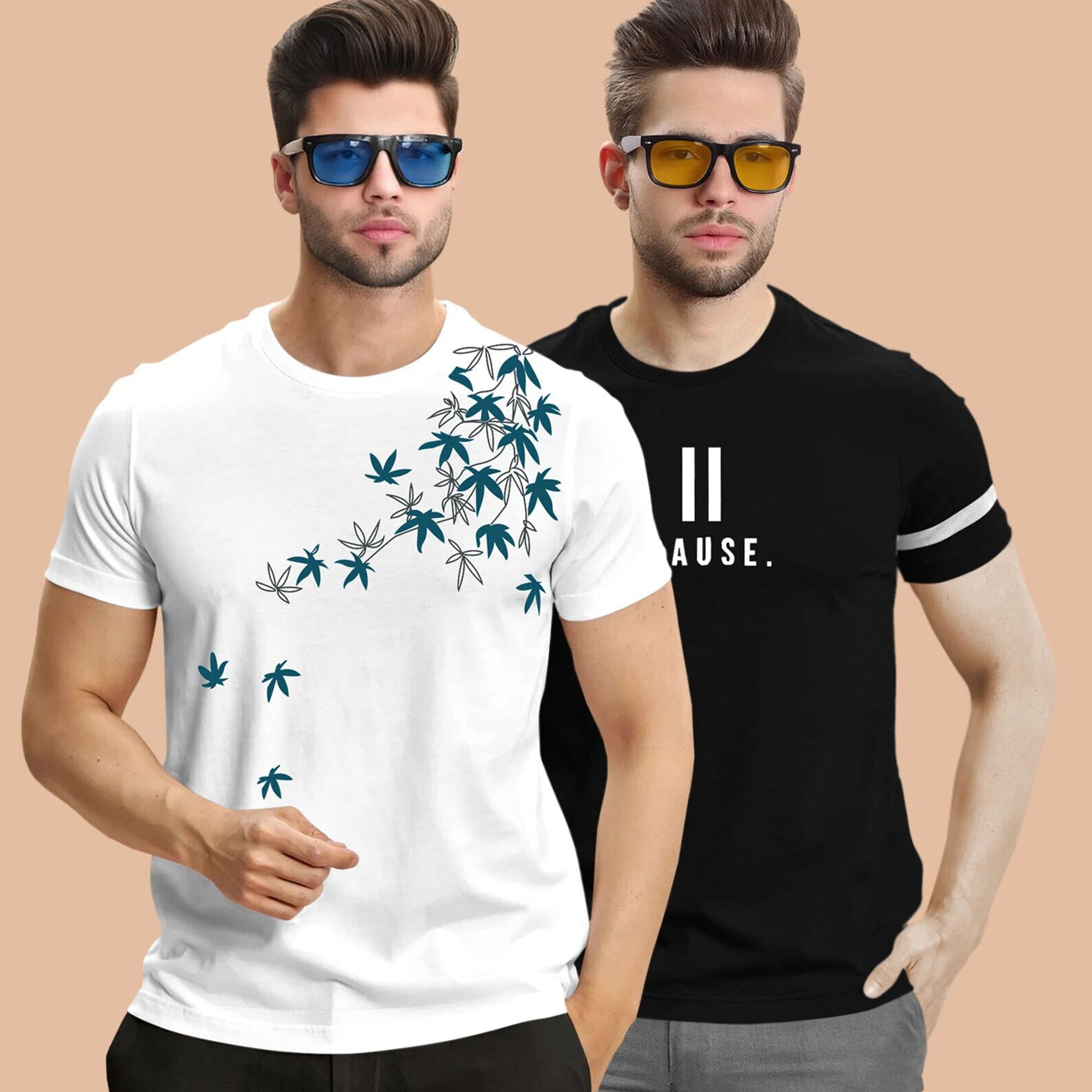 Combo pack Half Sleeve Printed T-shirts black and white – TRIPR