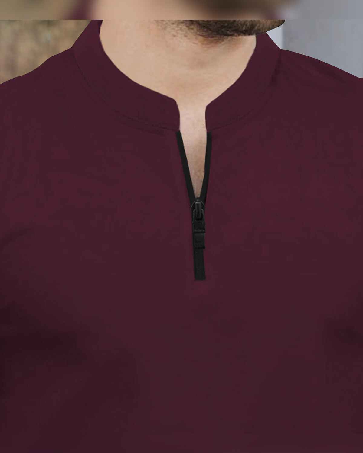 (Pack Of 2) Men Half Sleeve Henley T-shirts / Darkgrey & Maroon