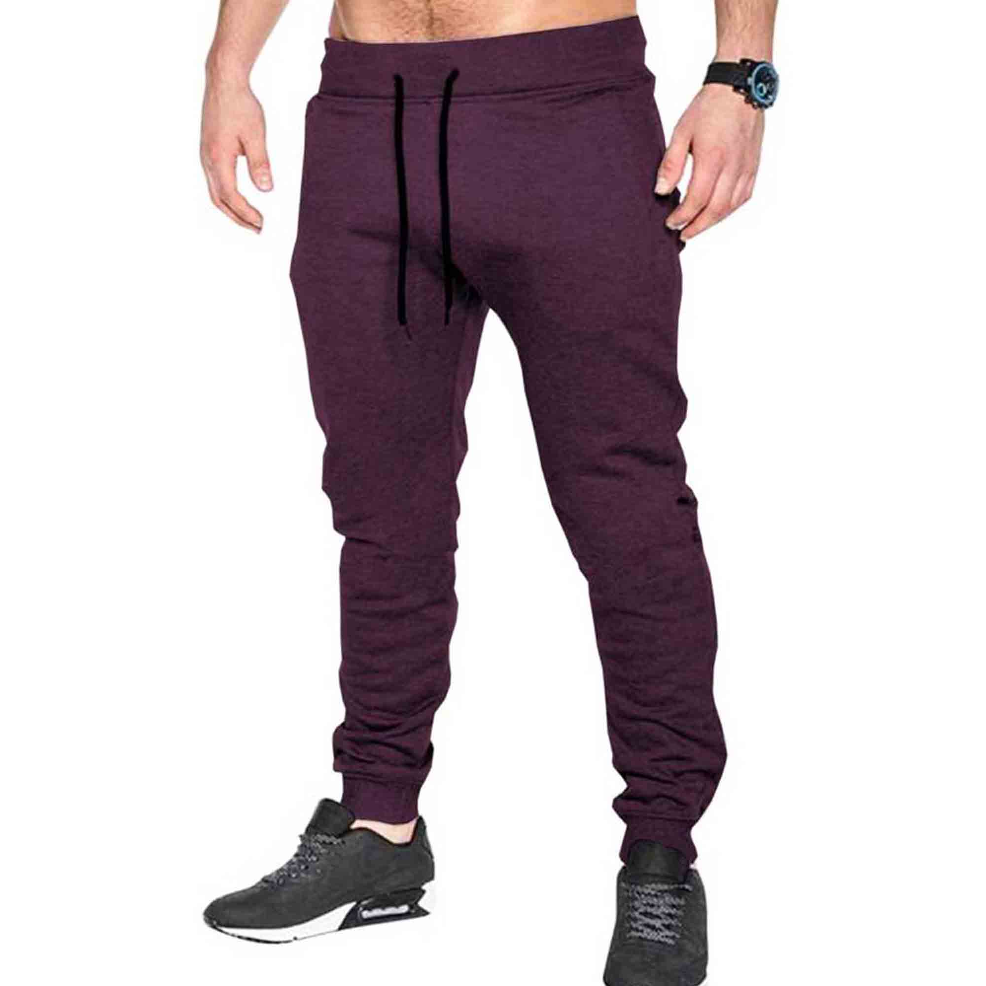 Solid Men Maroon Track Pants