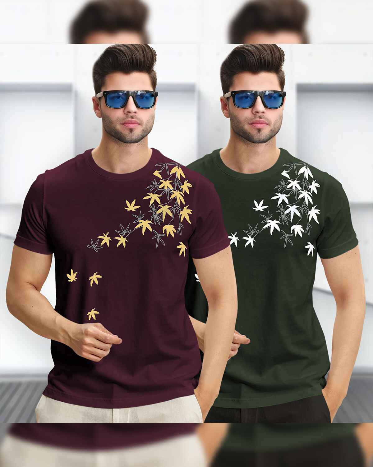 Combo pack Half Sleeve Printed T-shirts black and white