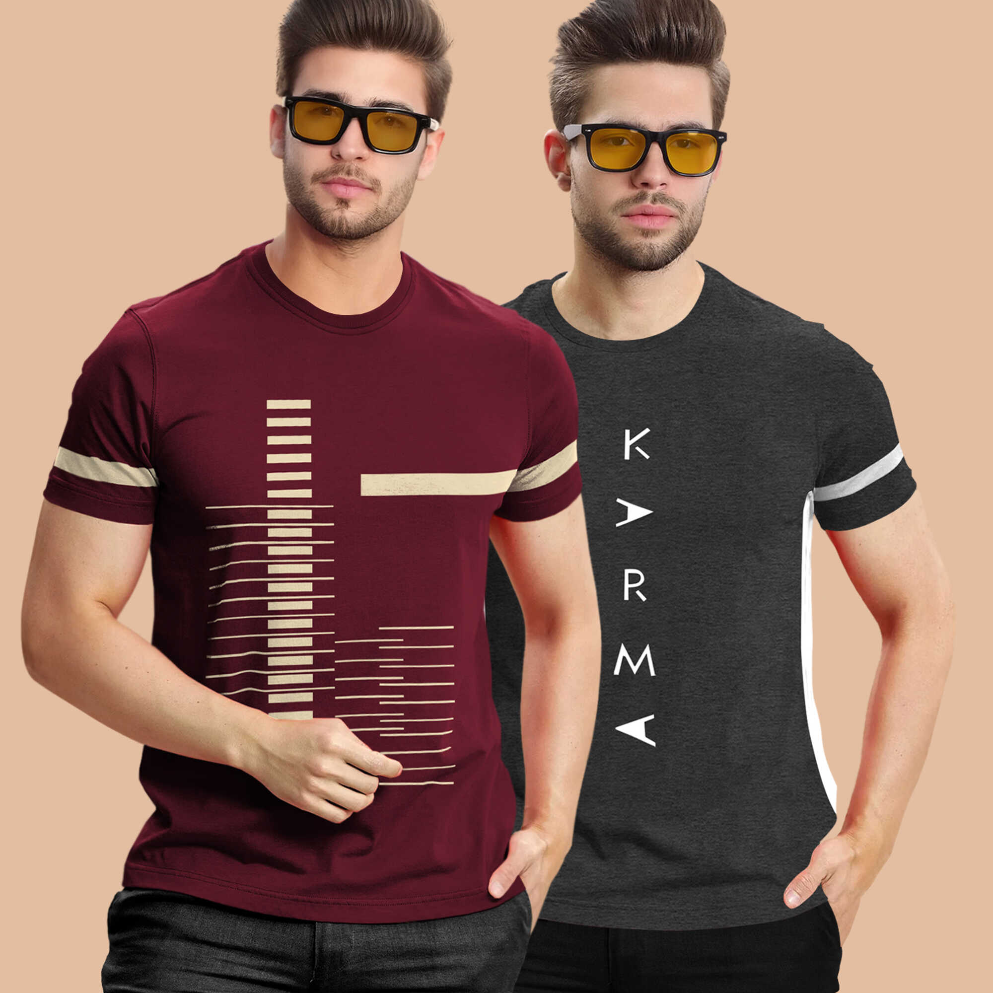 (Pack Of 2) Half Sleeve Printed Tshirts - 18 Variants