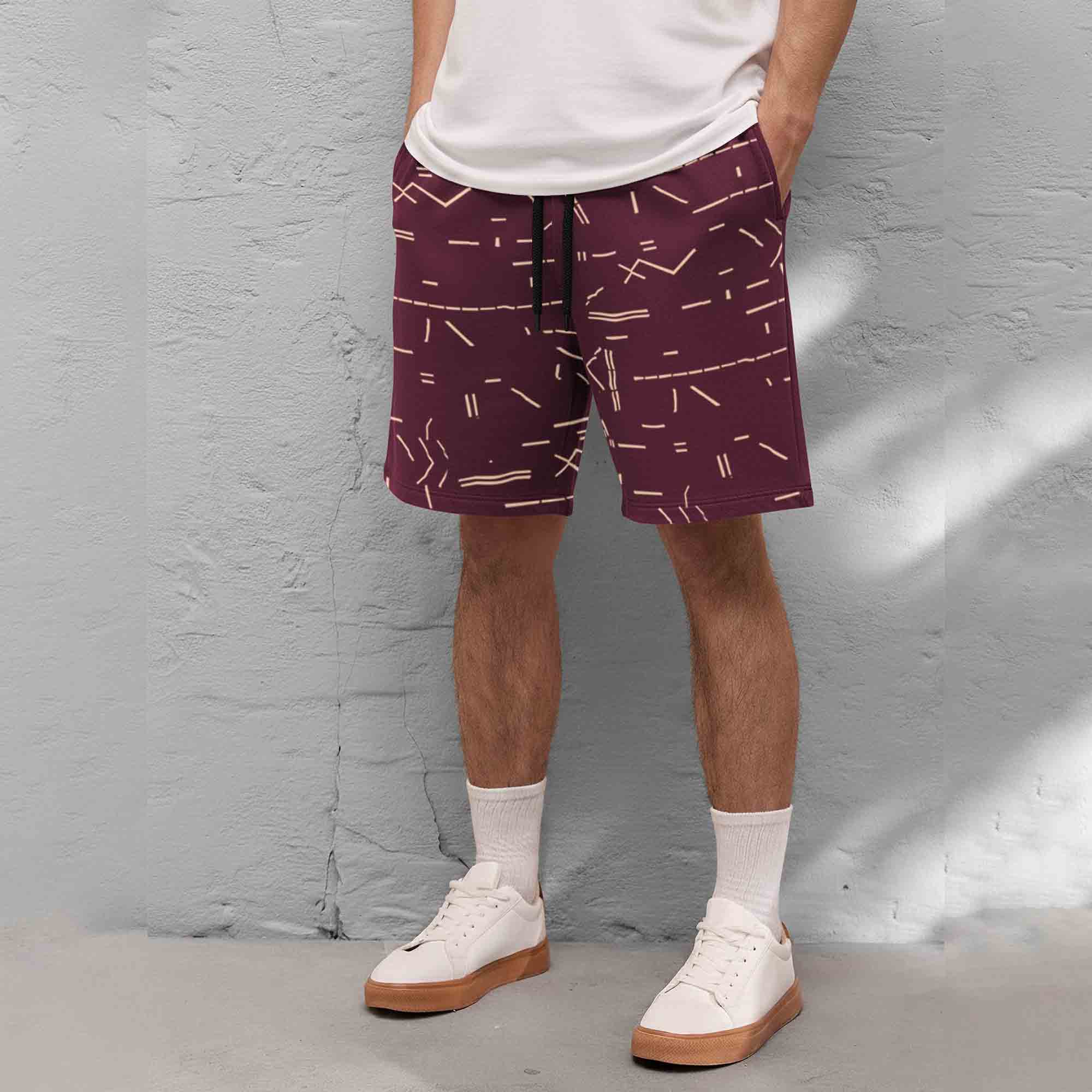 Men Printed Regular Fit Shorts Maroon