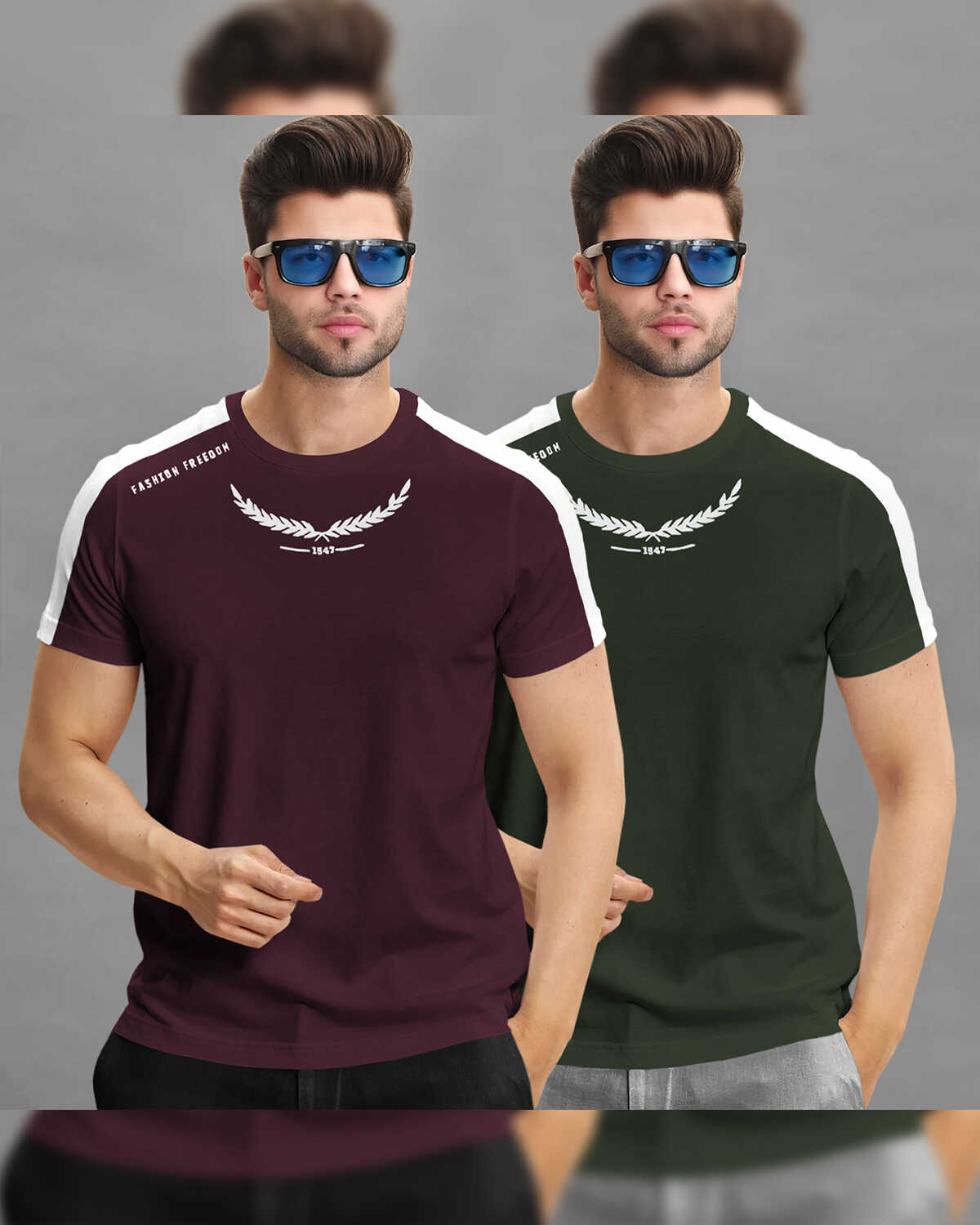 (Pack Of 2) Half Sleeve Printed Tshirts- 20 Variants