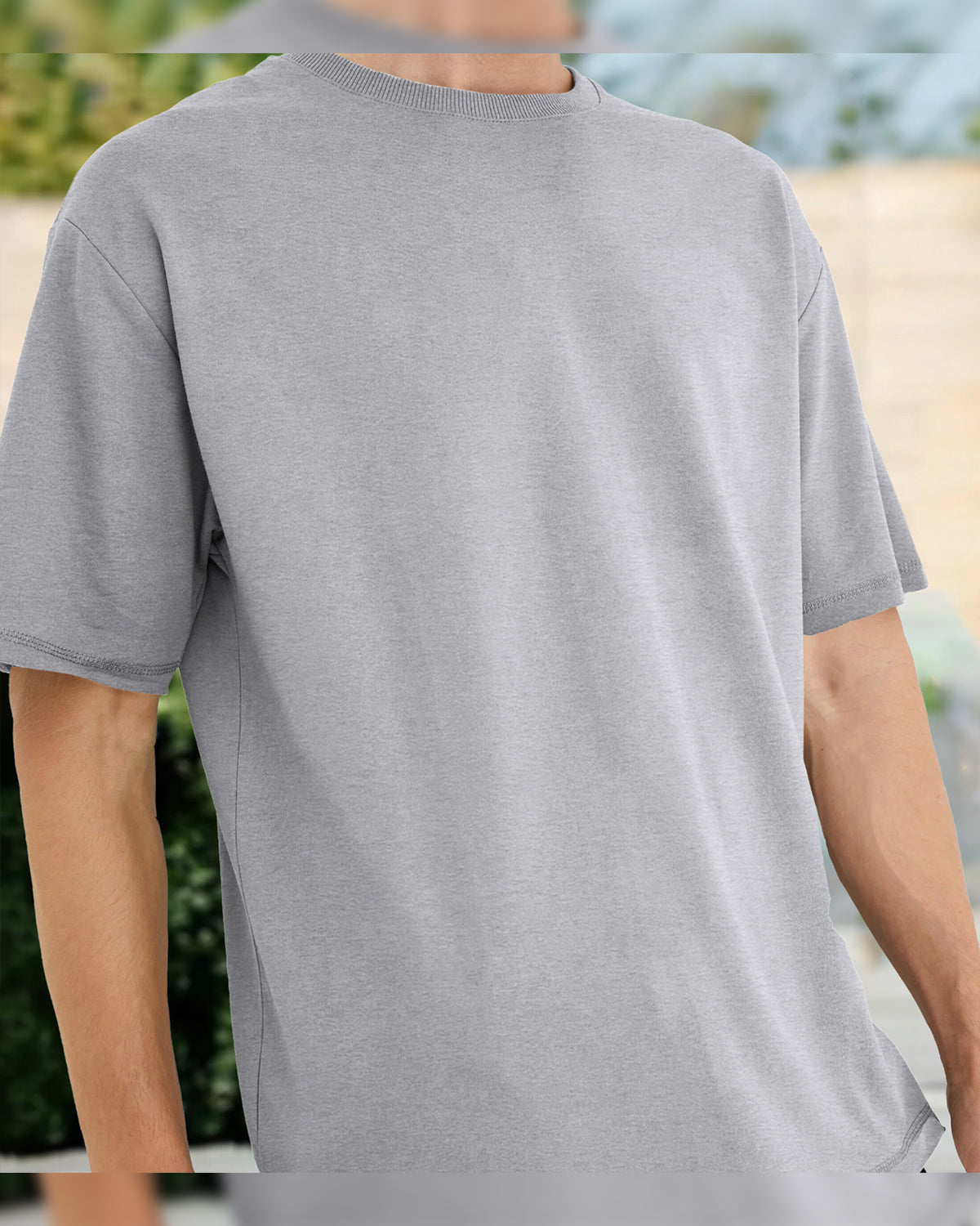 (Pack Of 2) Men Plain Over Size Navy & Grey T-shirts