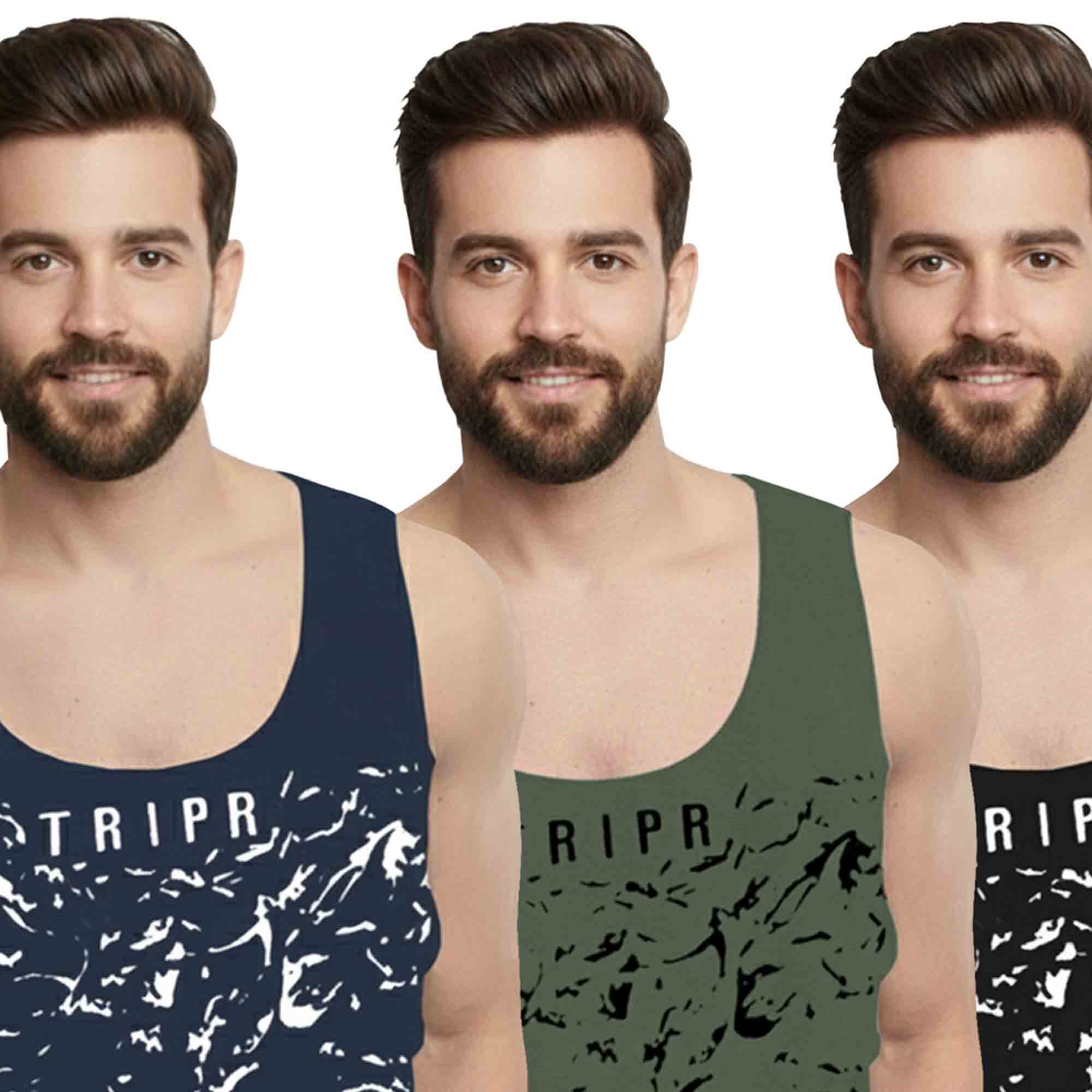 Men Printed Vest (Pack of 3)