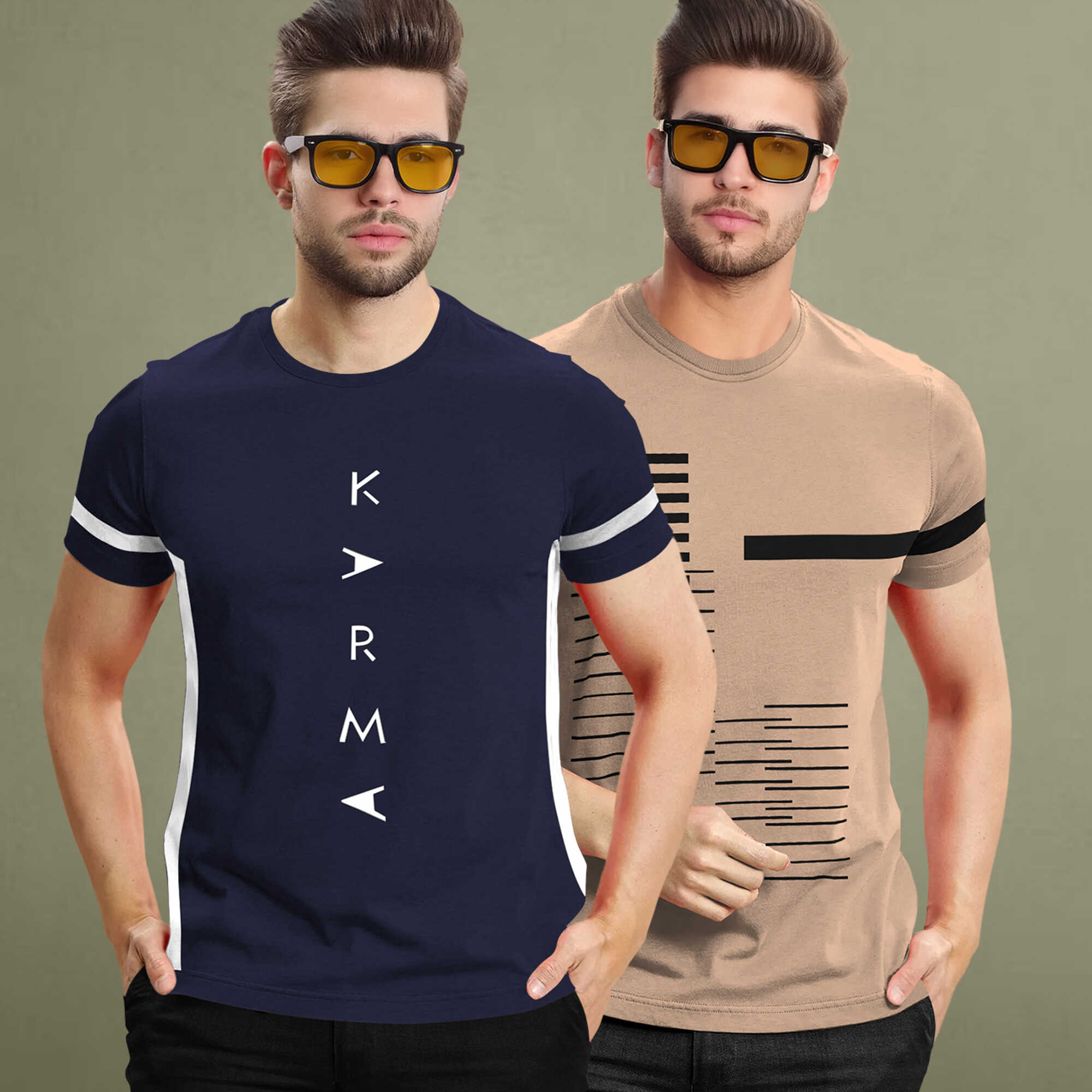 (Pack Of 2) Half Sleeve Printed Tshirts - 18 Variants