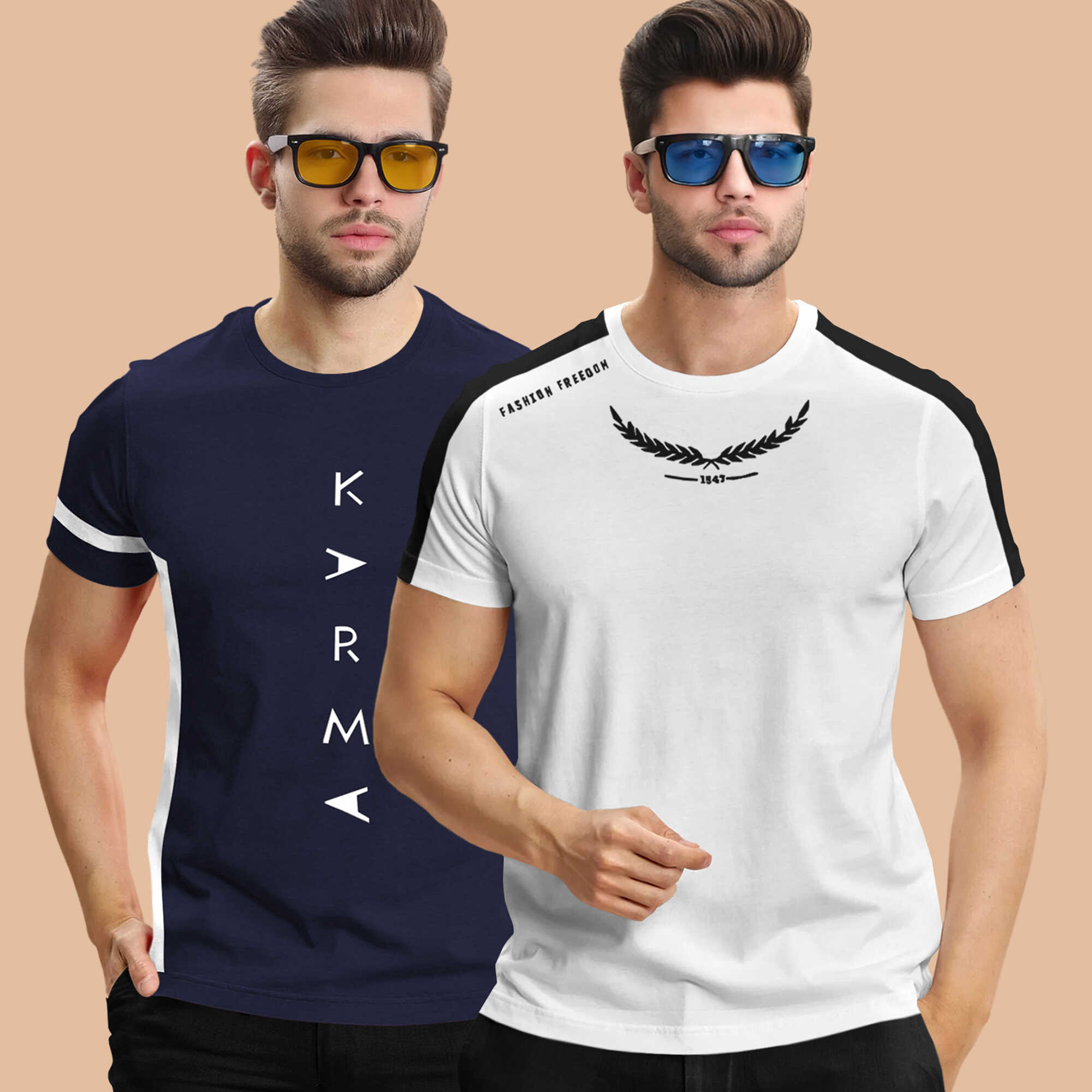 (Pack Of 2) Half Sleeve Printed Tshirts - 18 Variants