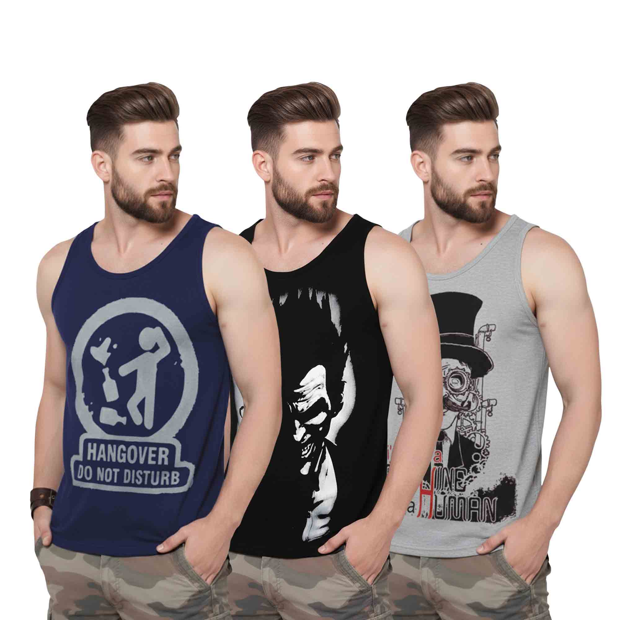 Men Vest Printed (Pack of 3)