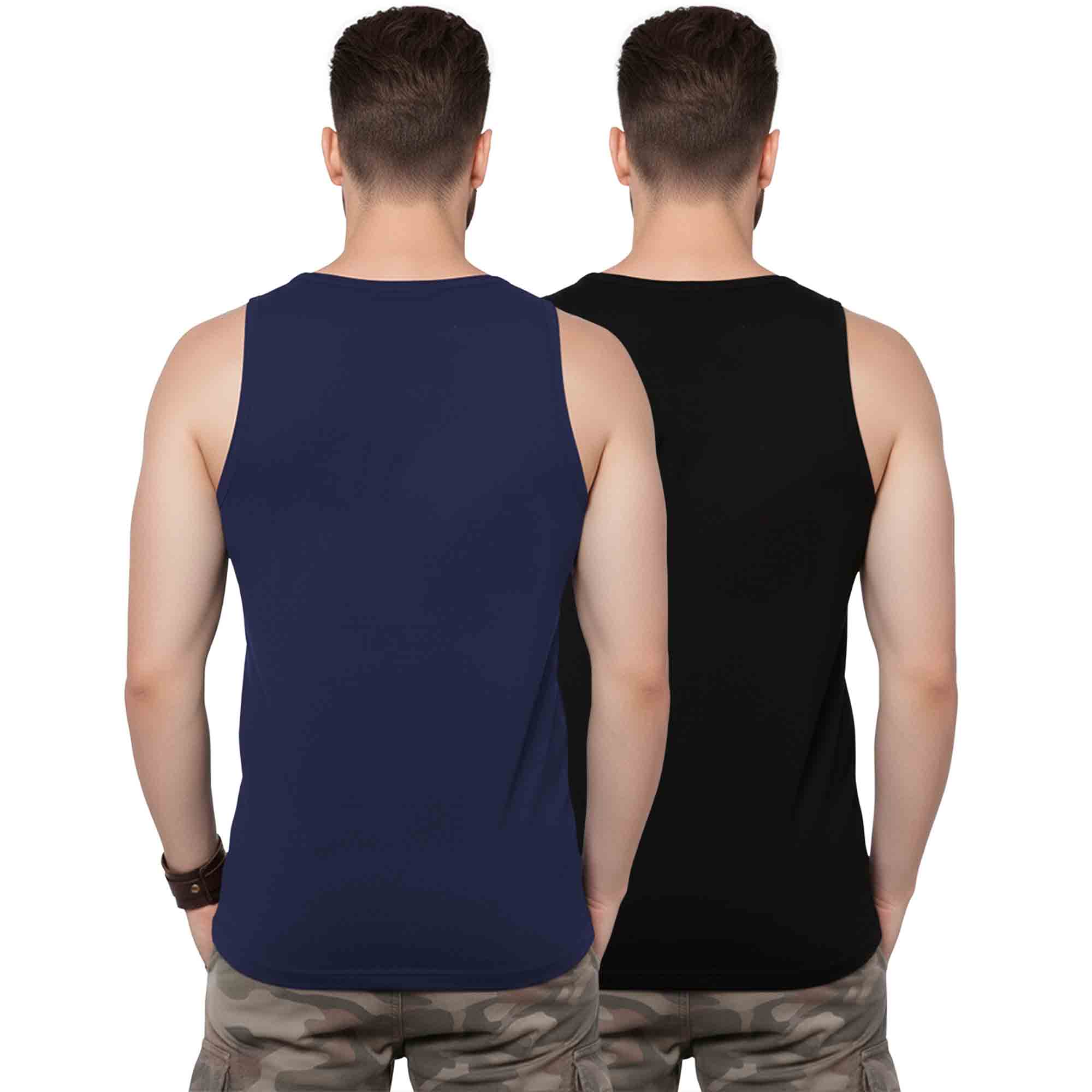 (Pack Of 2) Men Printed Vest Navy & Black