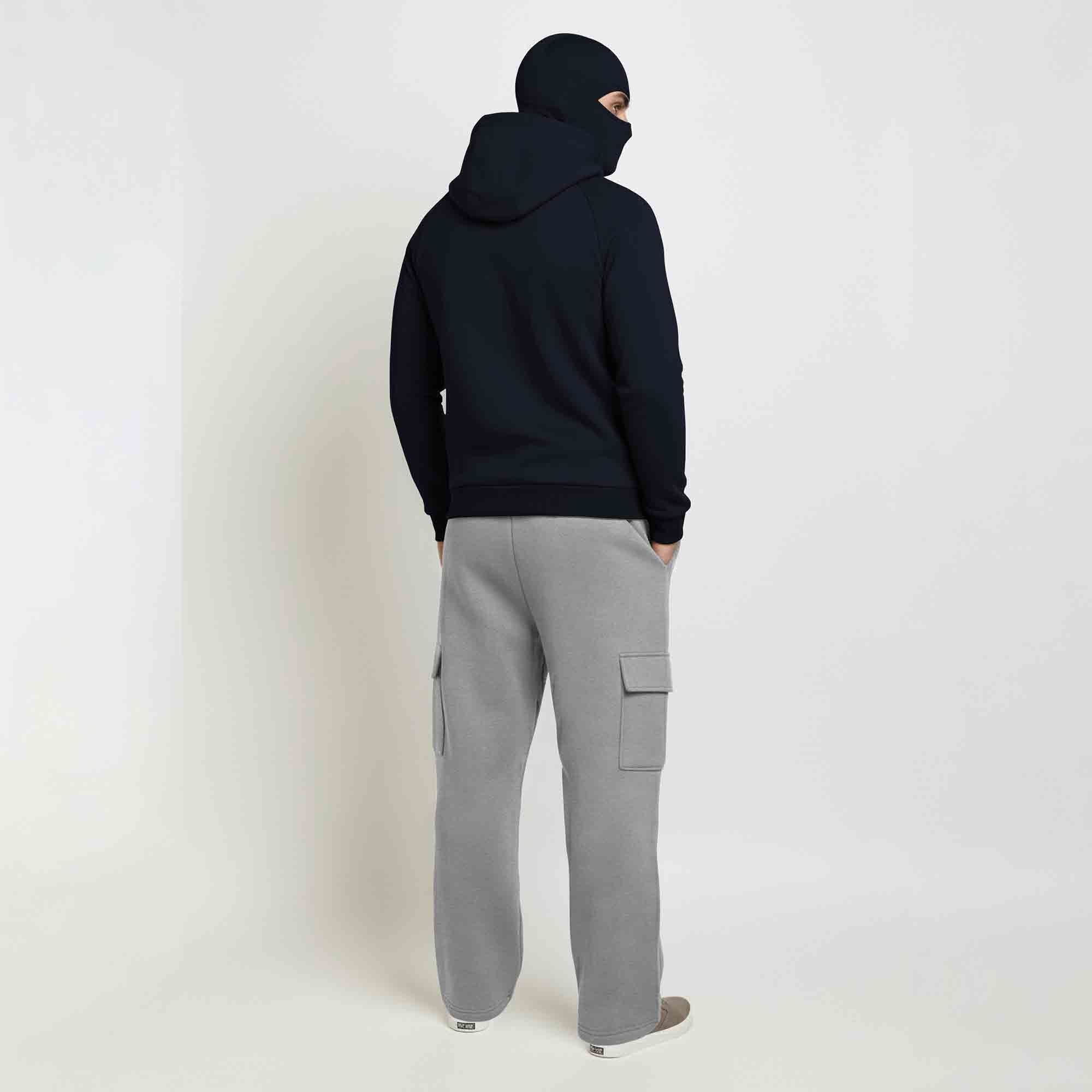 Tracksuit For Winter Mask Jacket Navyblue - Plain Baggy Cargo Grey