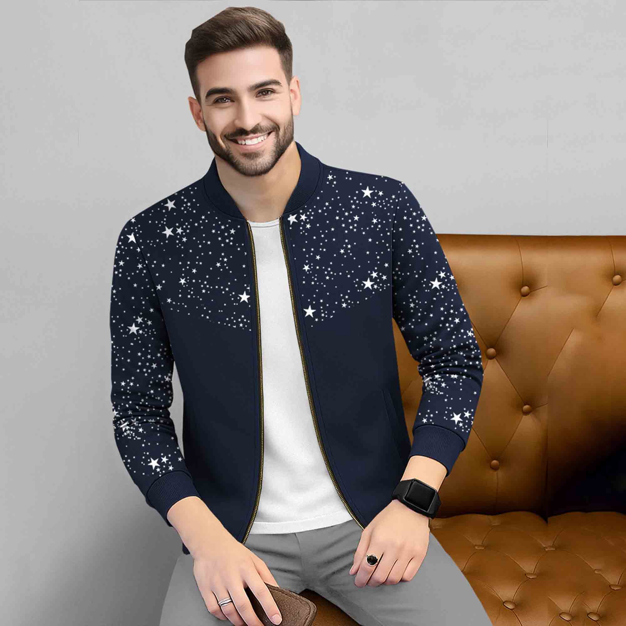 Men's Printed Round Neck Jackets