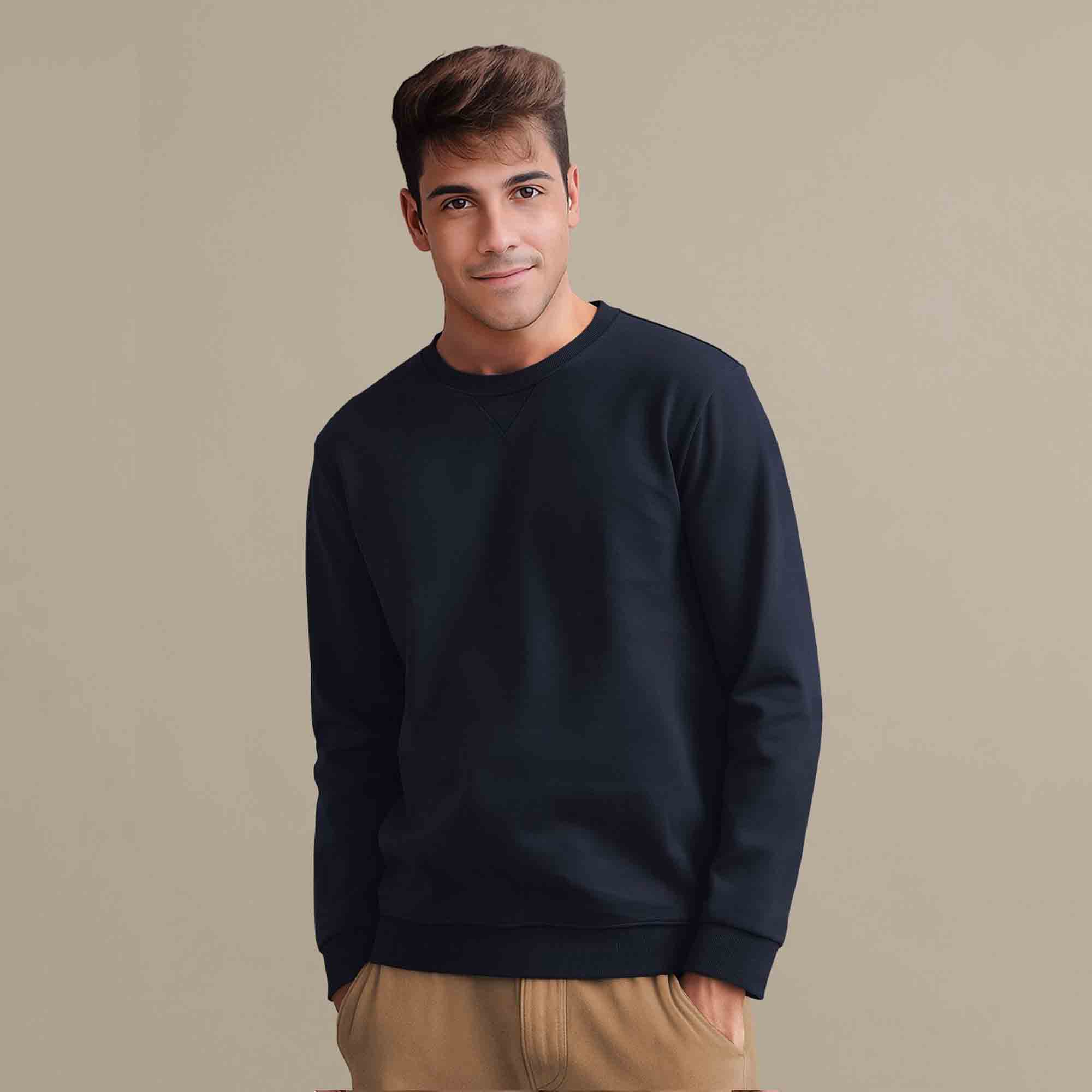 Men Solid Colors Round Neck Sweatshirts 7 Variants