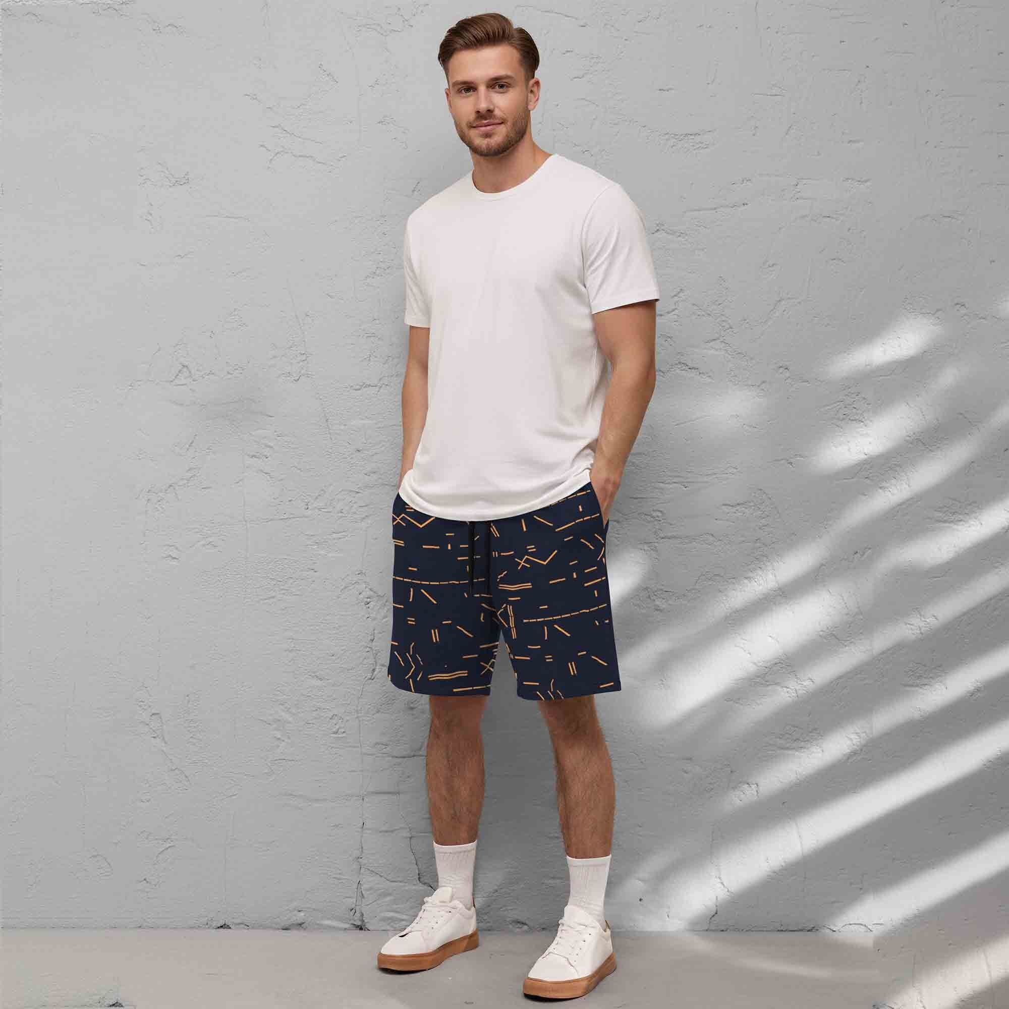 Men Printed Regular Fit Shorts Navyblue