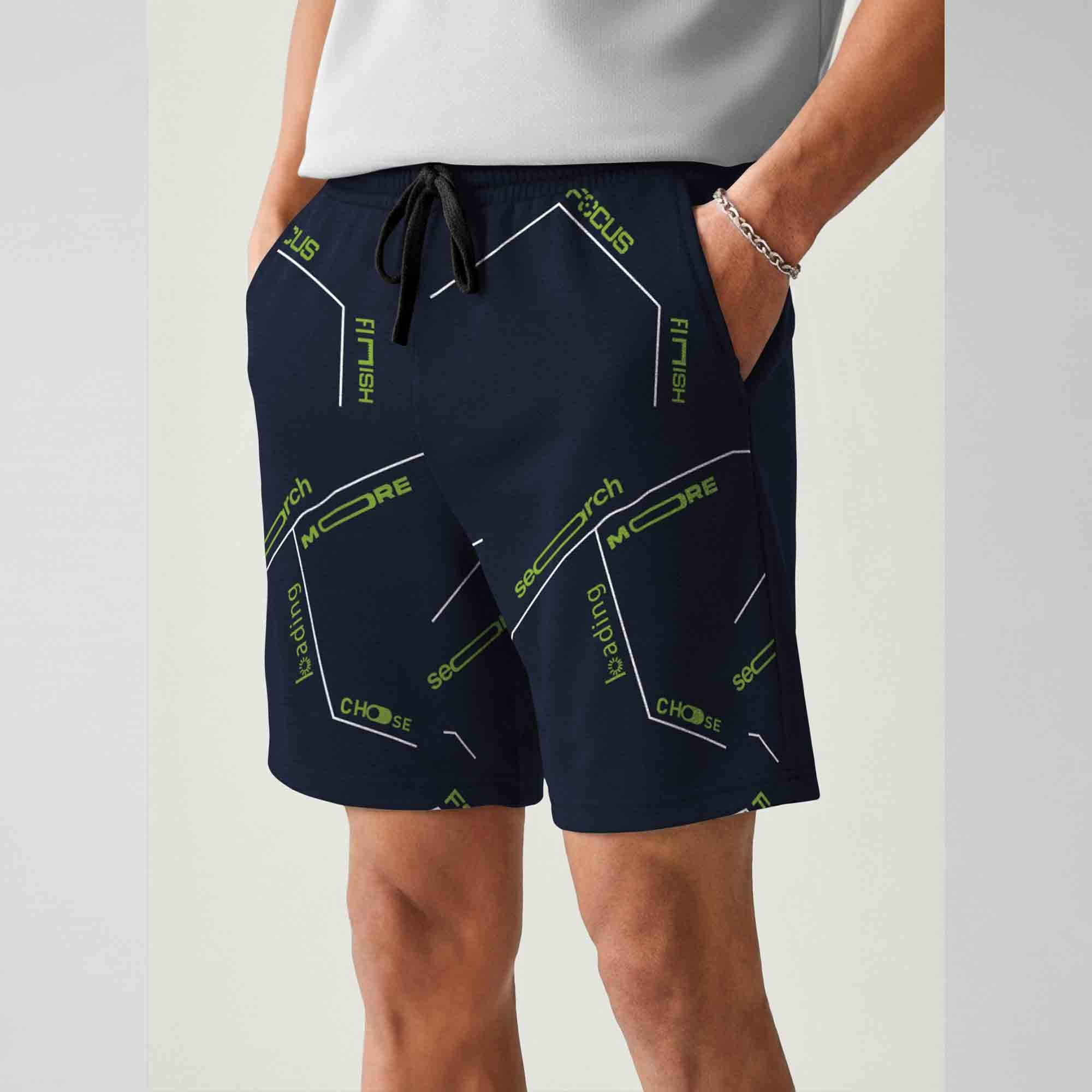 Men Printed Regular Fit Shorts Navyblue
