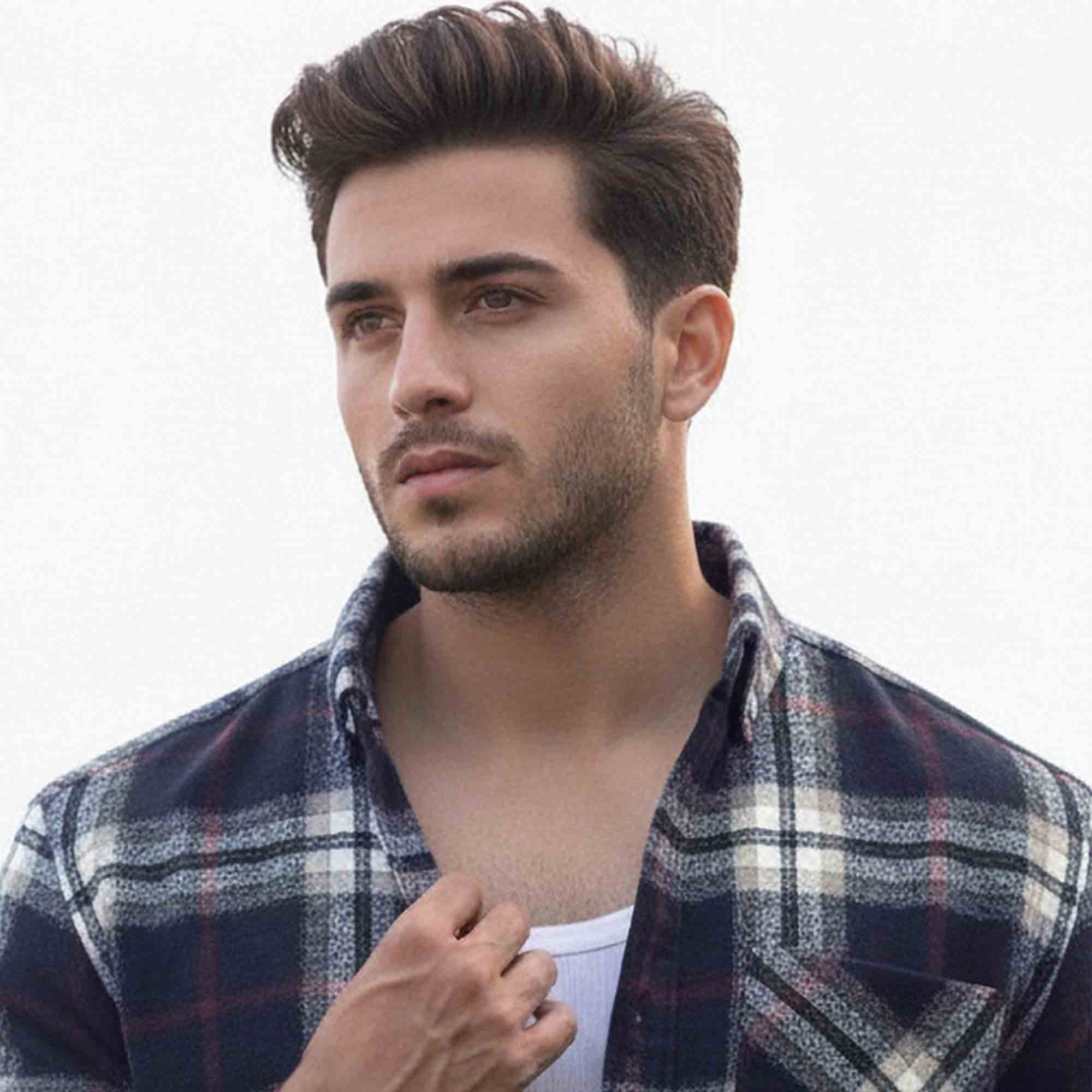 Mens Regular Fit Cotton Checked Shirt Navyblue & White