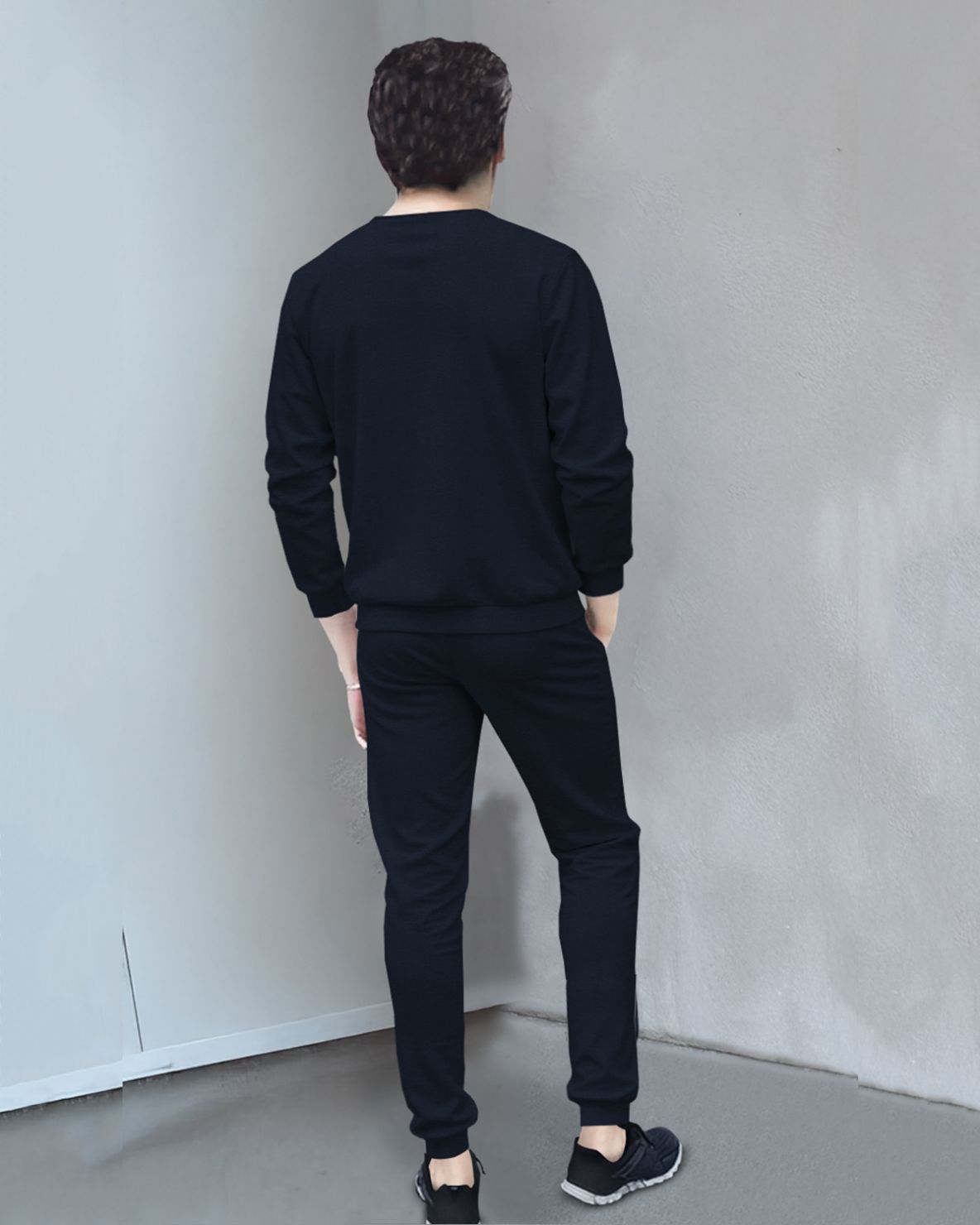 Tracksuit Full Sleeve Star Printed Navyblue T-shirt with Navyblue Printed Trackpant