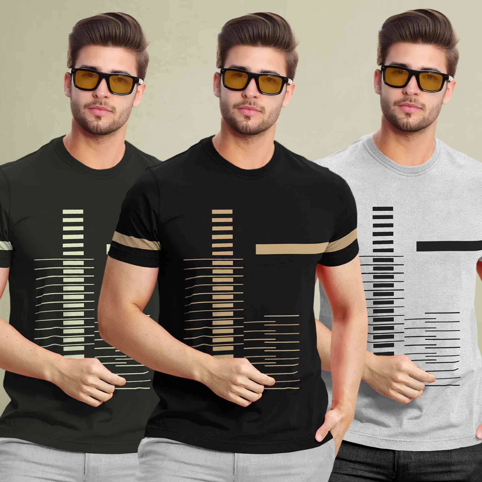 (Pack Of 3) Half Sleeve Printed Tshirts- 17 Variants