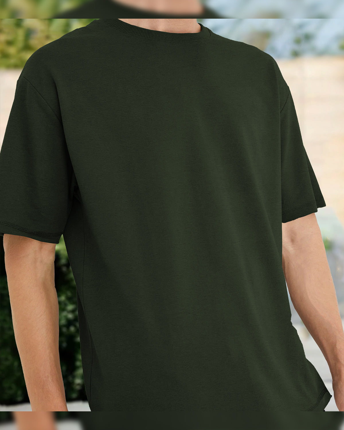 (Pack Of 2) Men Plain Over Size Olive & Black T-shirts