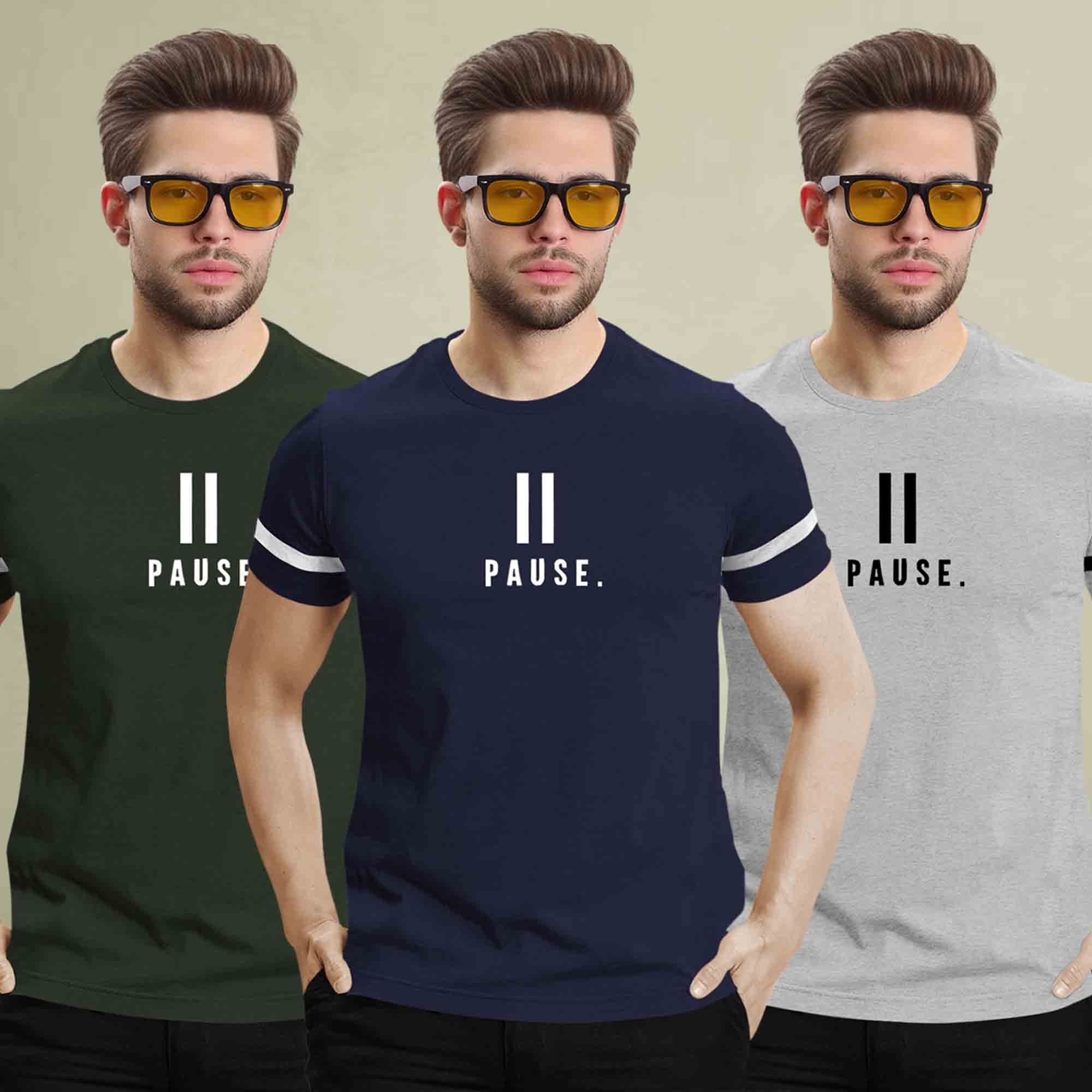 (Pack Of 3) Half Sleeve Printed Tshirts- 17 Variants