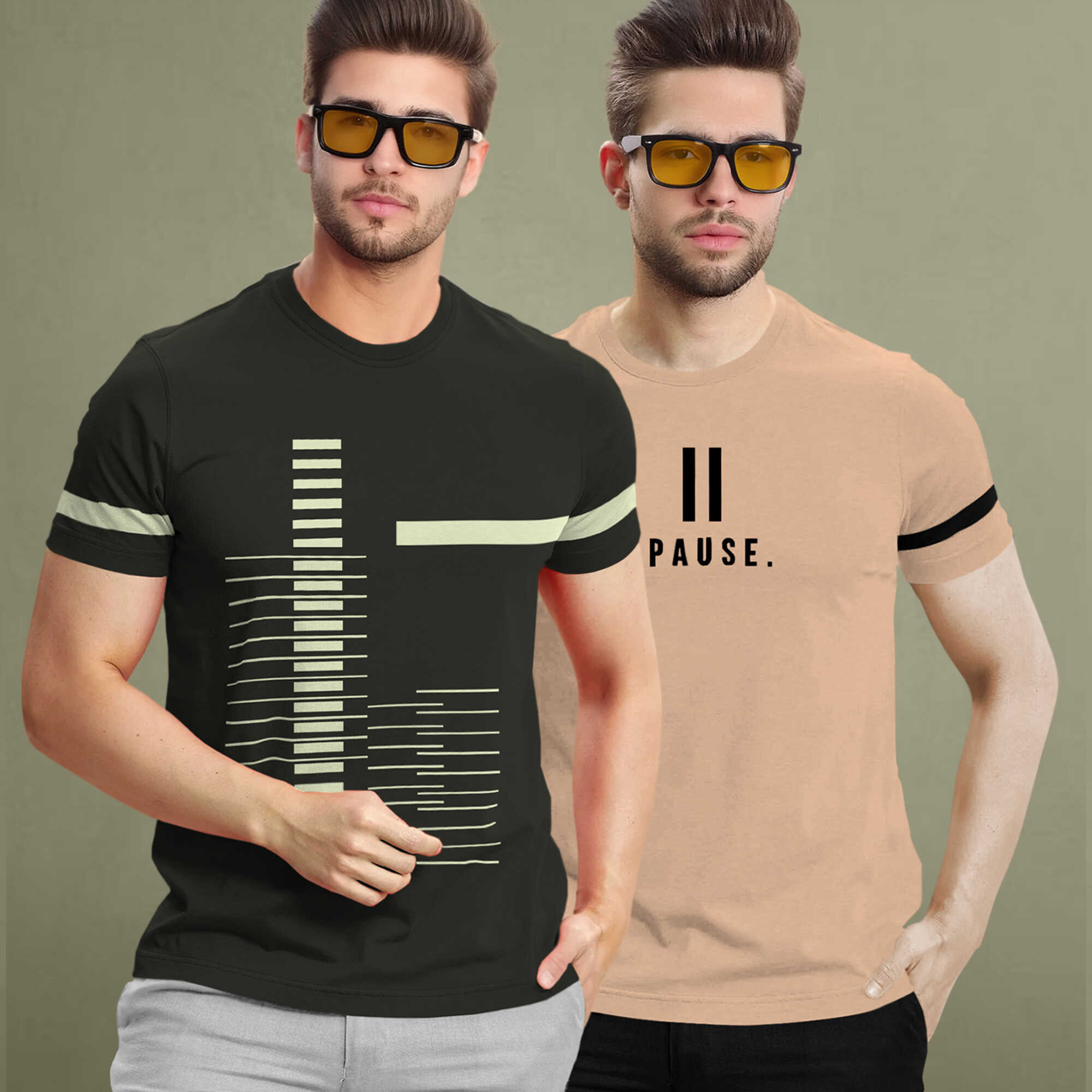 (Pack Of 2) Half Sleeve Printed Tshirts- 20 Variants