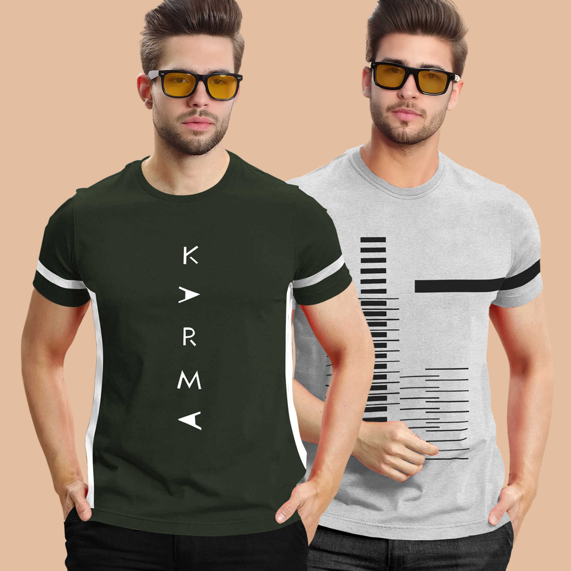 (Pack Of 2) Half Sleeve Printed Tshirts- 20 Variants