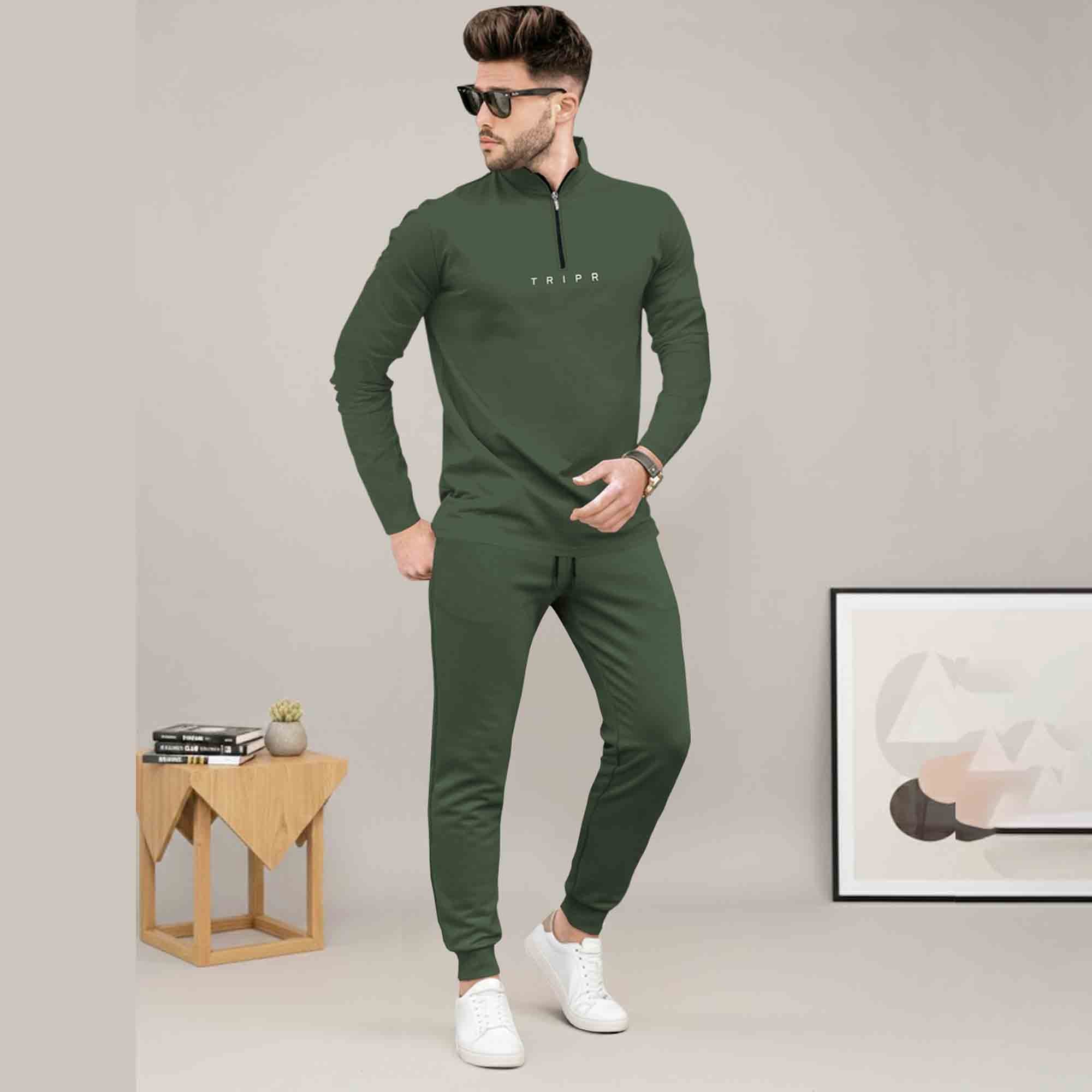 Mens Casual Co-Ord Tracksuit Set with Zip Neck T-Shirt- 11 Variants